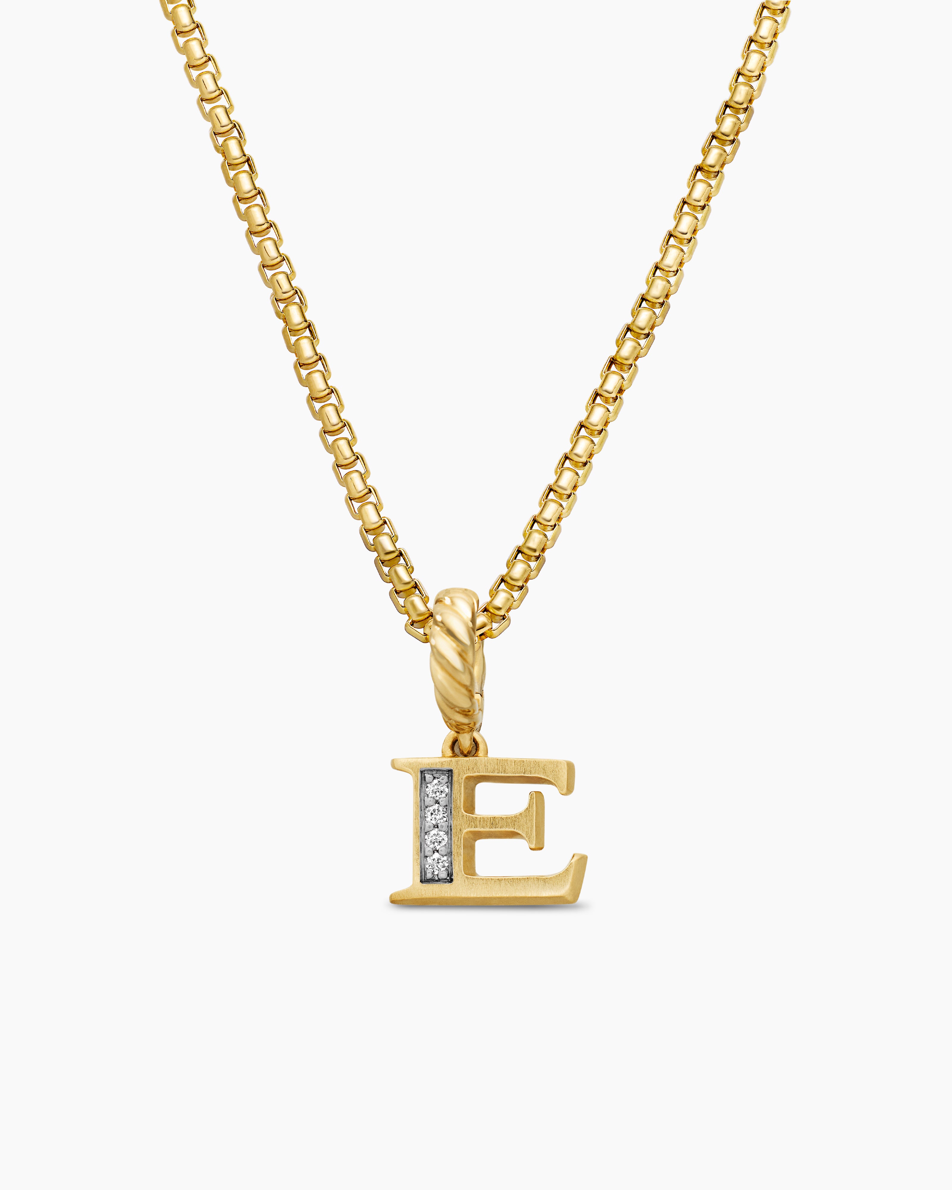 Pendentif initiale pav&eacute;e en or jaune 18 carats avec E en diamant femmes 