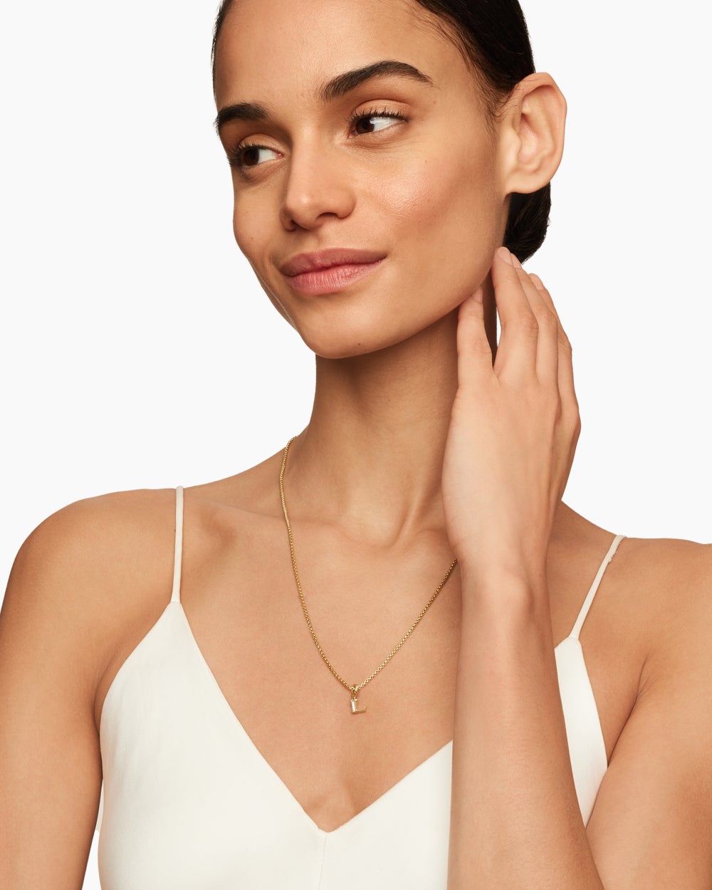 Womens Pavé Initial Pendant in 18K Yellow Gold with Diamond L