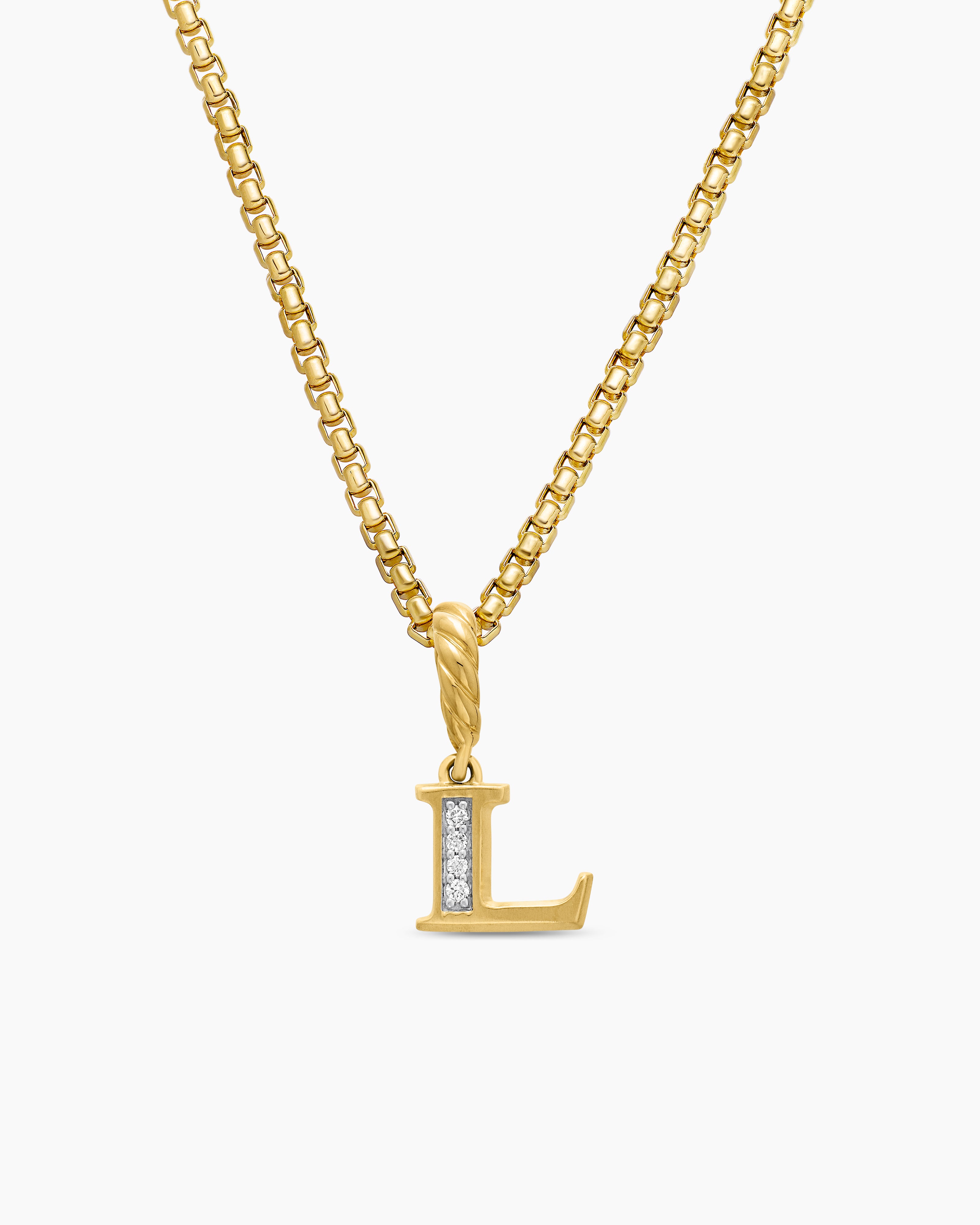 Womens Pav&eacute; Initial Pendant in 18K Yellow Gold with Diamond L