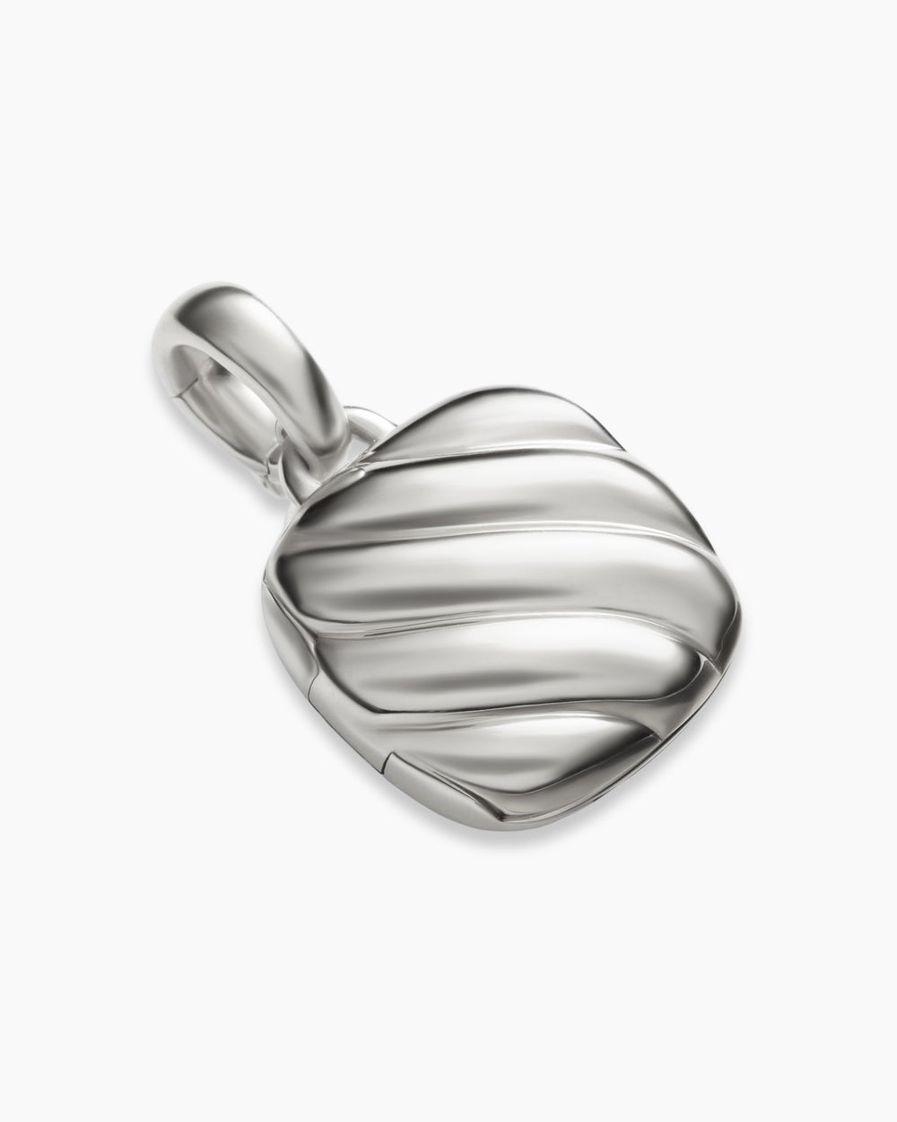 Womens Sculpted Cable Square Locket in Sterling Silver, 14.5mm