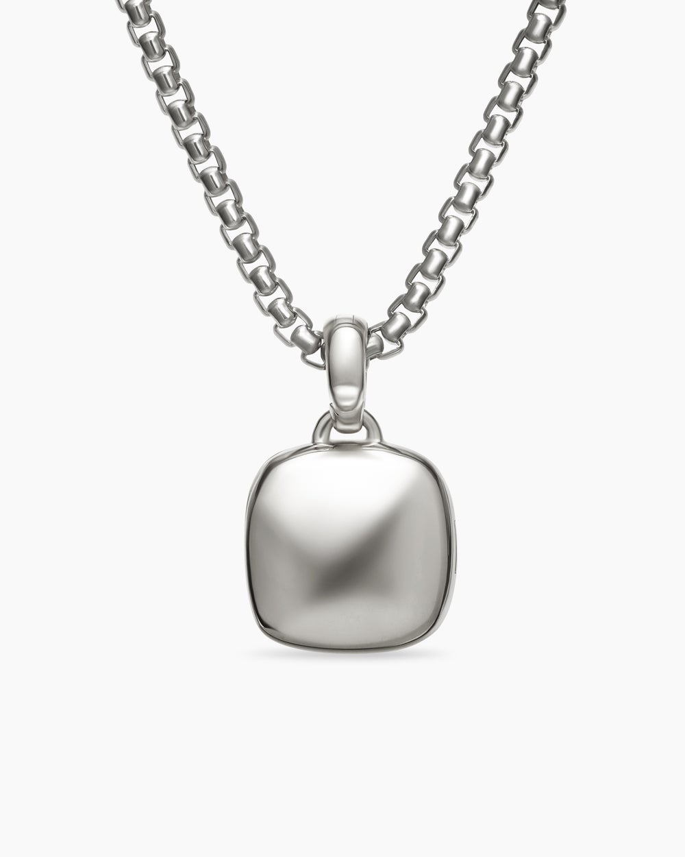Womens Sculpted Cable Square Locket in Sterling Silver, 14.5mm