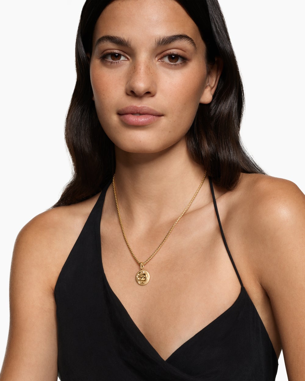 Womens Snake Amulet in 18K Yellow Gold with Diamonds, 18.8mm