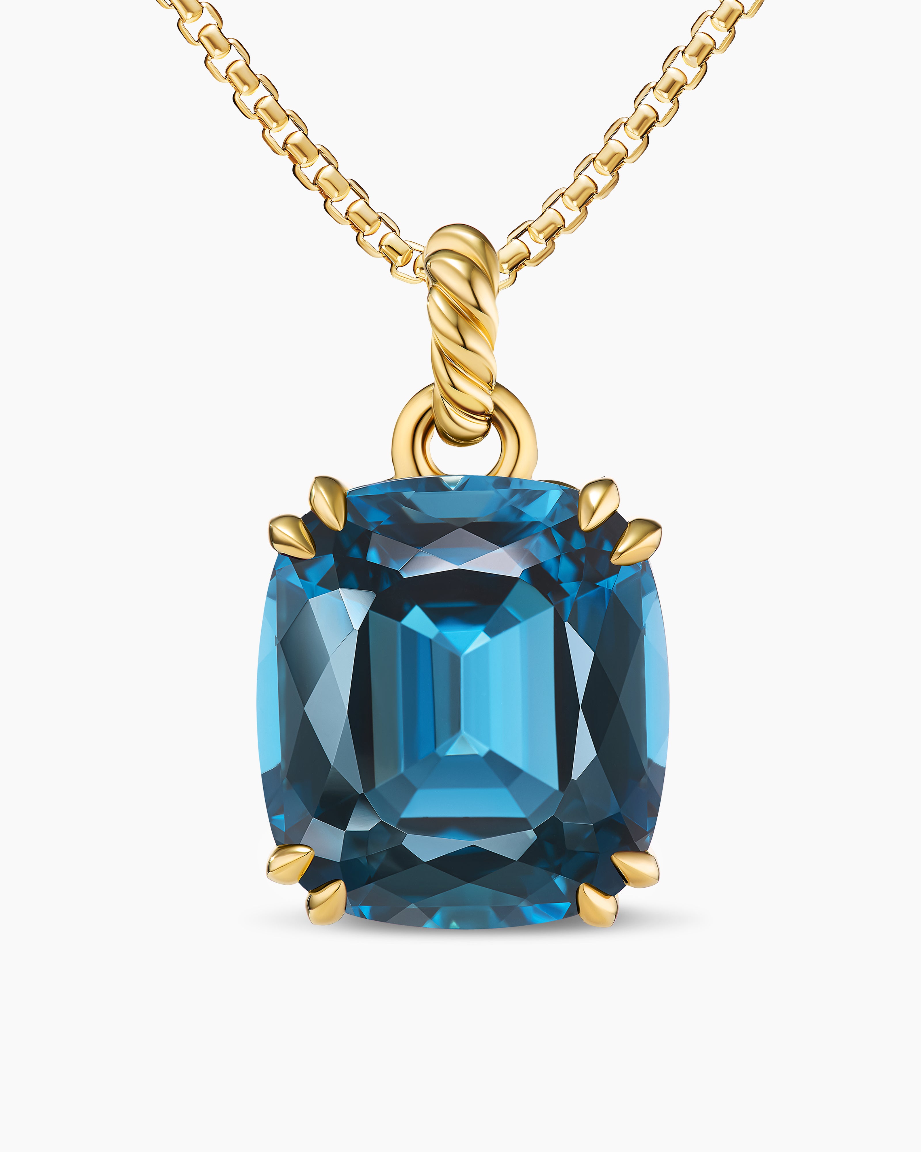 Womens Marbella Pendant in 18K Yellow Gold with Hampton Blue Topaz, 22mm