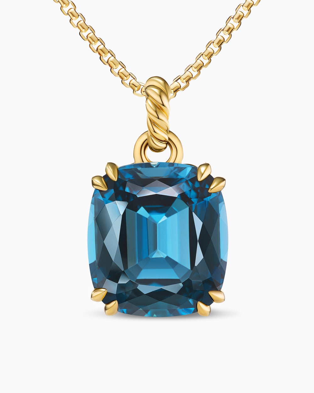 Womens Marbella Pendant in 18K Yellow Gold with Hampton Blue Topaz, 22mm
