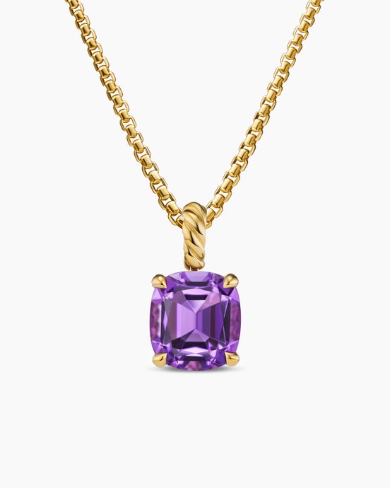 Marbella Pendant in 18ct Yellow Gold with Amethyst, 12mm