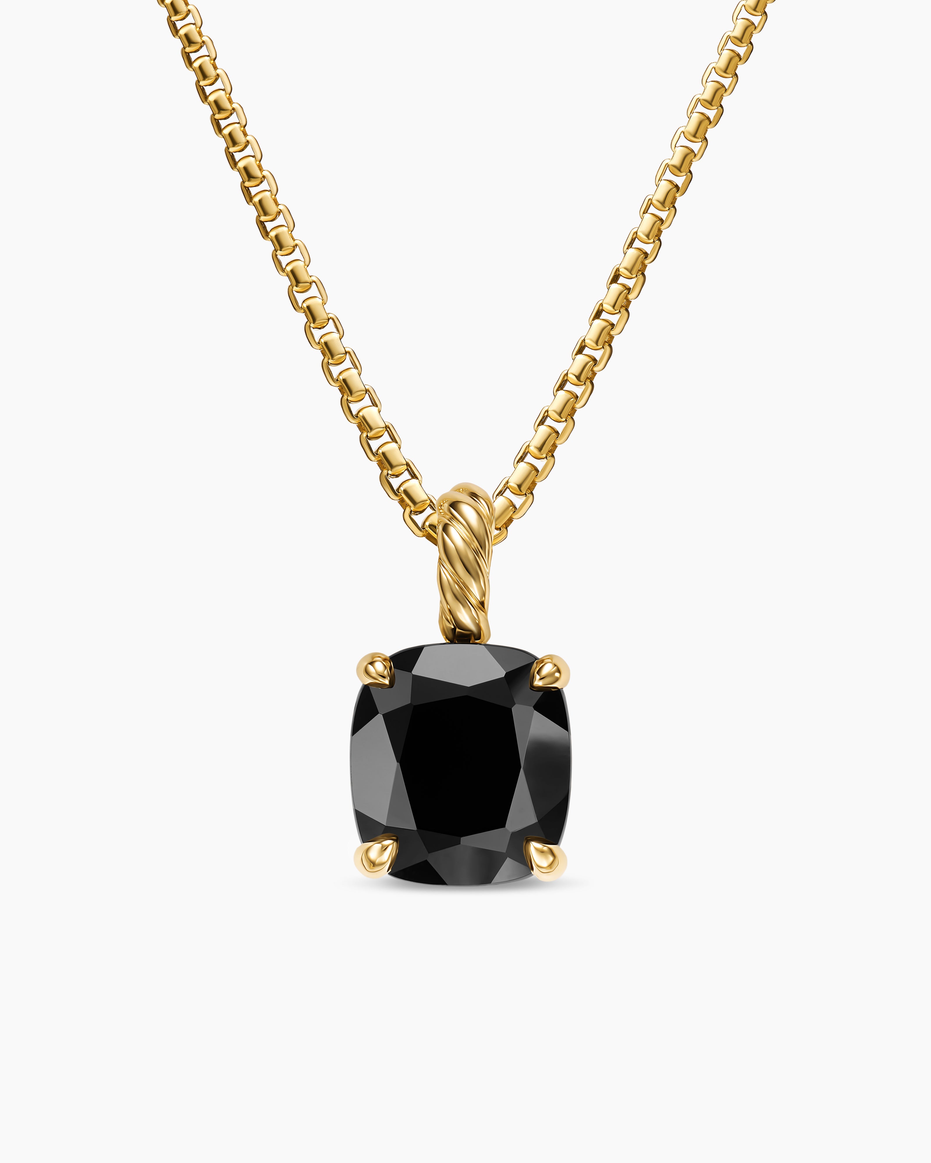Womens Marbella Pendant in 18K Yellow Gold with Black Onyx, 12mm