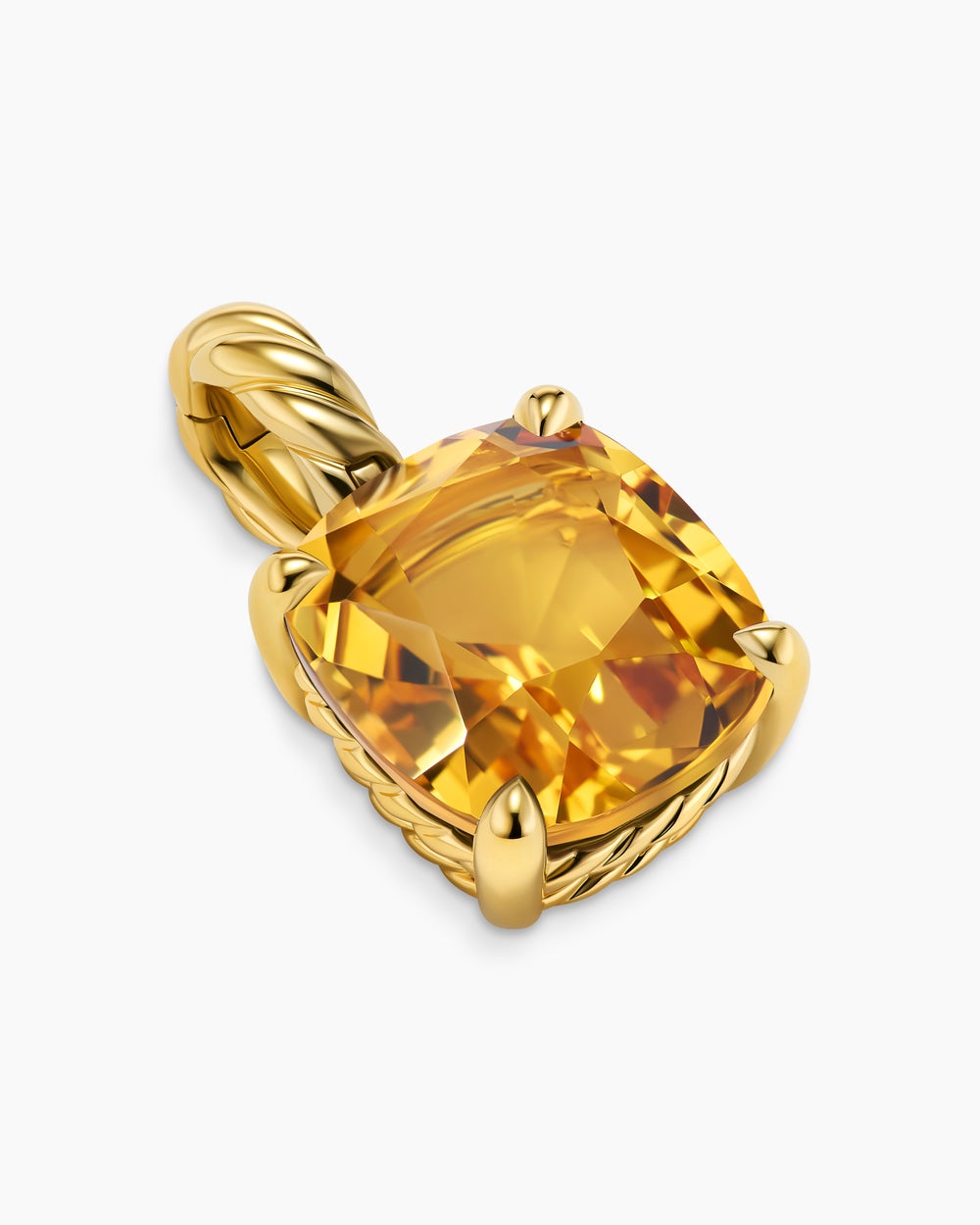 Pendentif Marbella en or jaune 18 carats avec citrine, 12 mm pour femmes