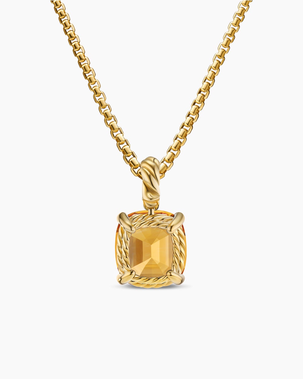 Pendentif Marbella en or jaune 18 carats avec citrine, 12 mm pour femmes