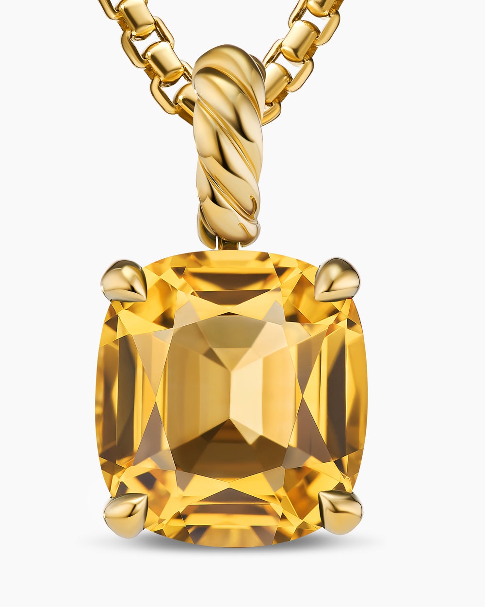 Pendentif Marbella en or jaune 18 carats avec citrine, 12 mm pour femmes
