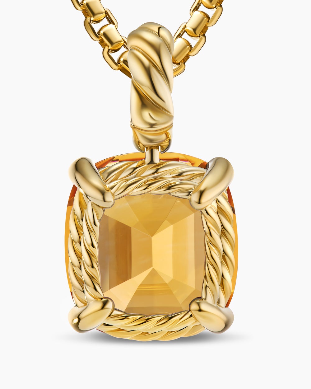 Pendentif Marbella en or jaune 18 carats avec citrine, 12 mm pour femmes