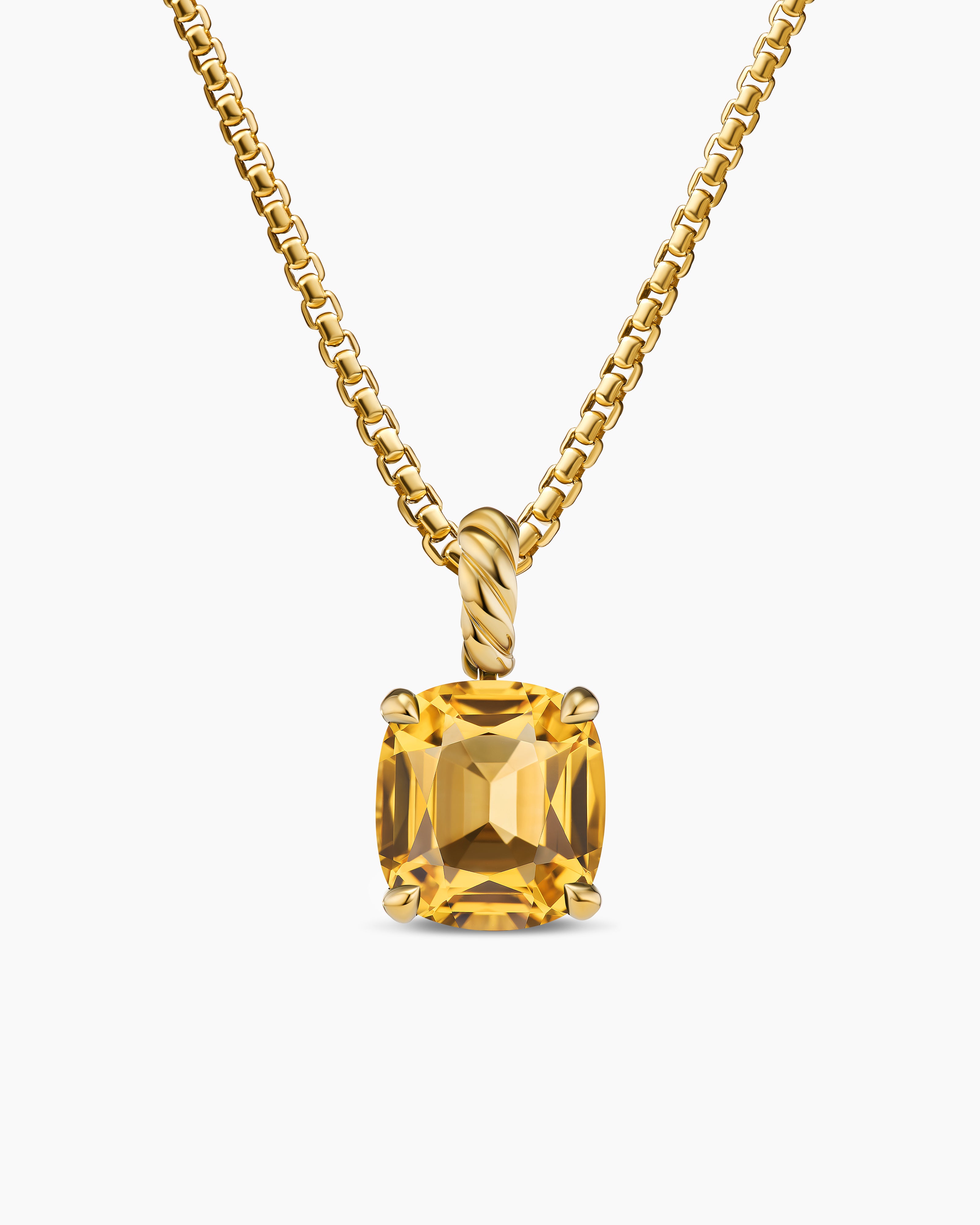 Pendentif Marbella en or jaune 18 carats avec citrine, 12 mm pour femmes 