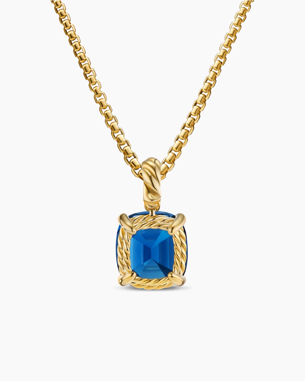 Pendentif Marbella en or jaune 18 carats avec topaze bleue Hampton, 12 mm pour femmes