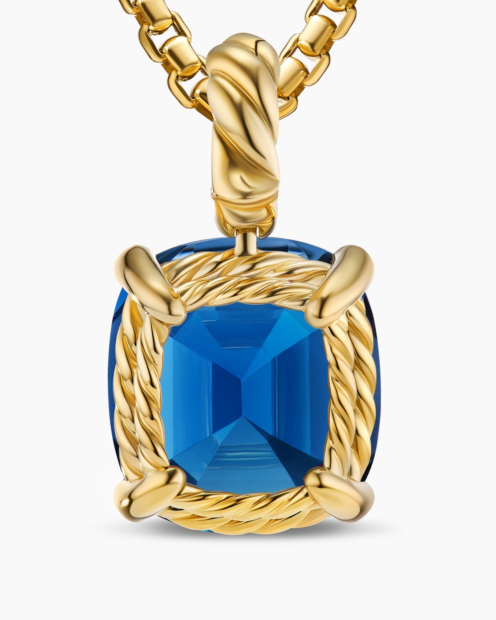 Pendentif Marbella en or jaune 18 carats avec topaze bleue Hampton, 12 mm pour femmes