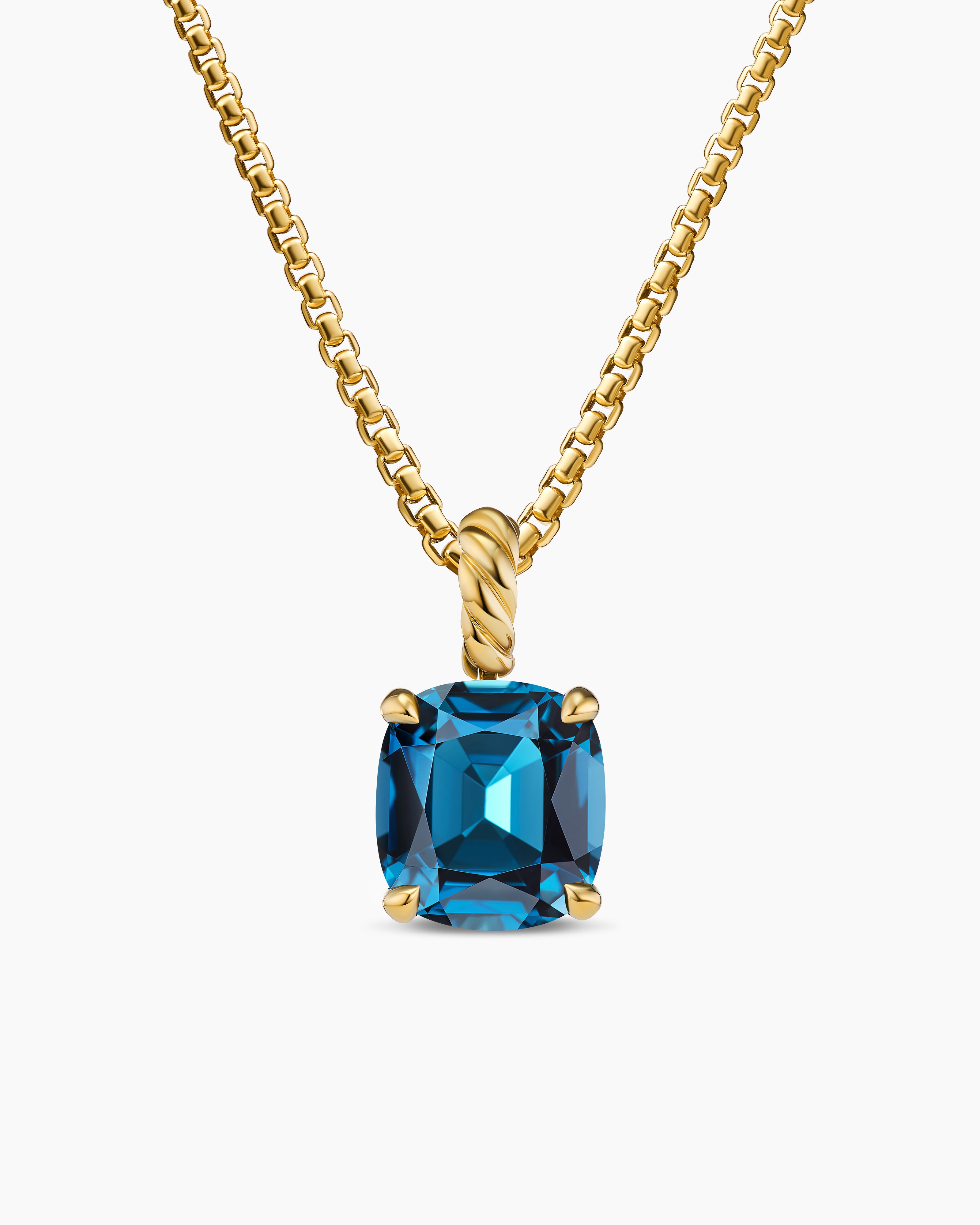 Pendentif Marbella en or jaune 18 carats avec topaze bleue Hampton, 12 mm pour femmes 