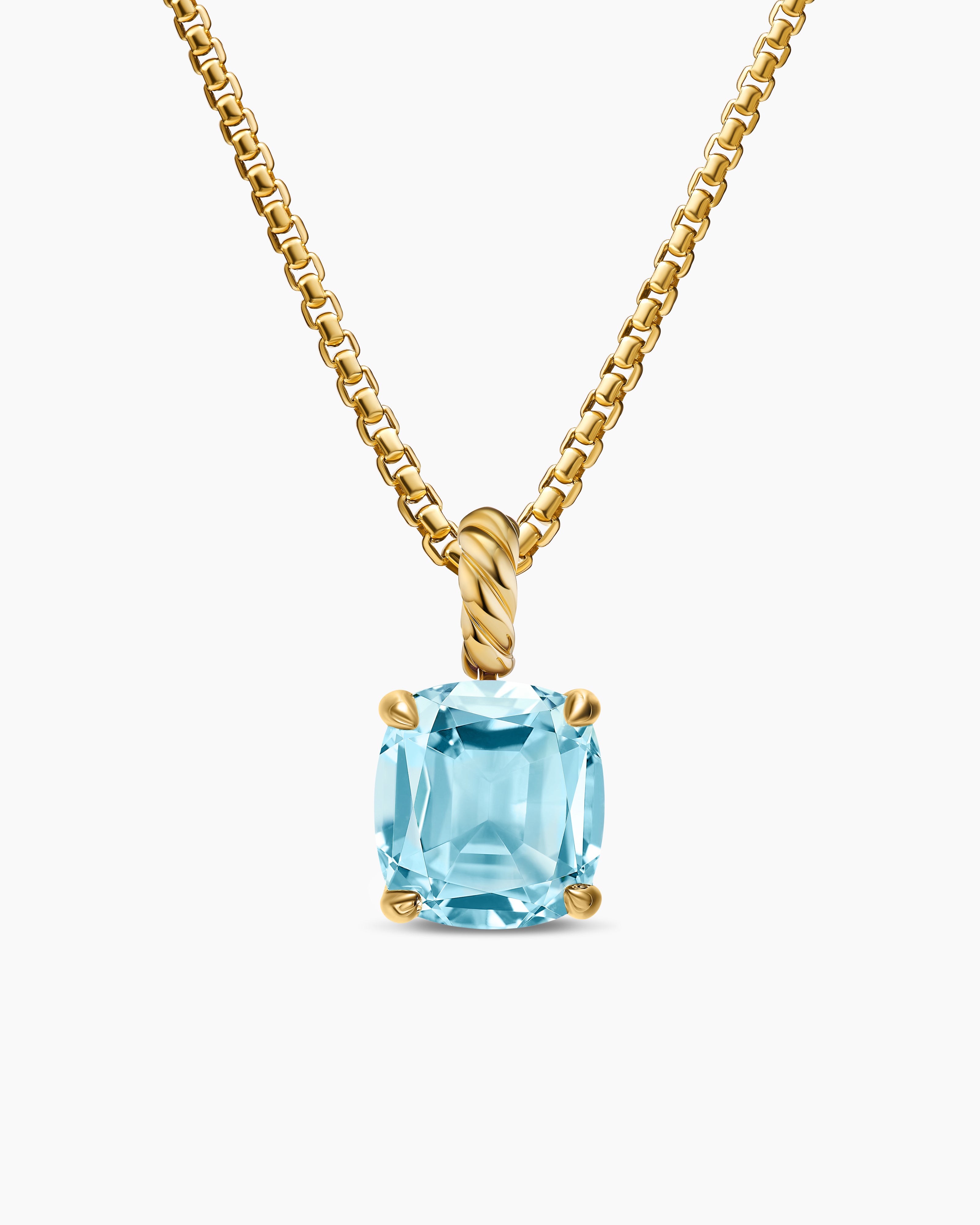 Womens Marbella Pendant in 18K Yellow Gold with Sky Blue Topaz, 12mm