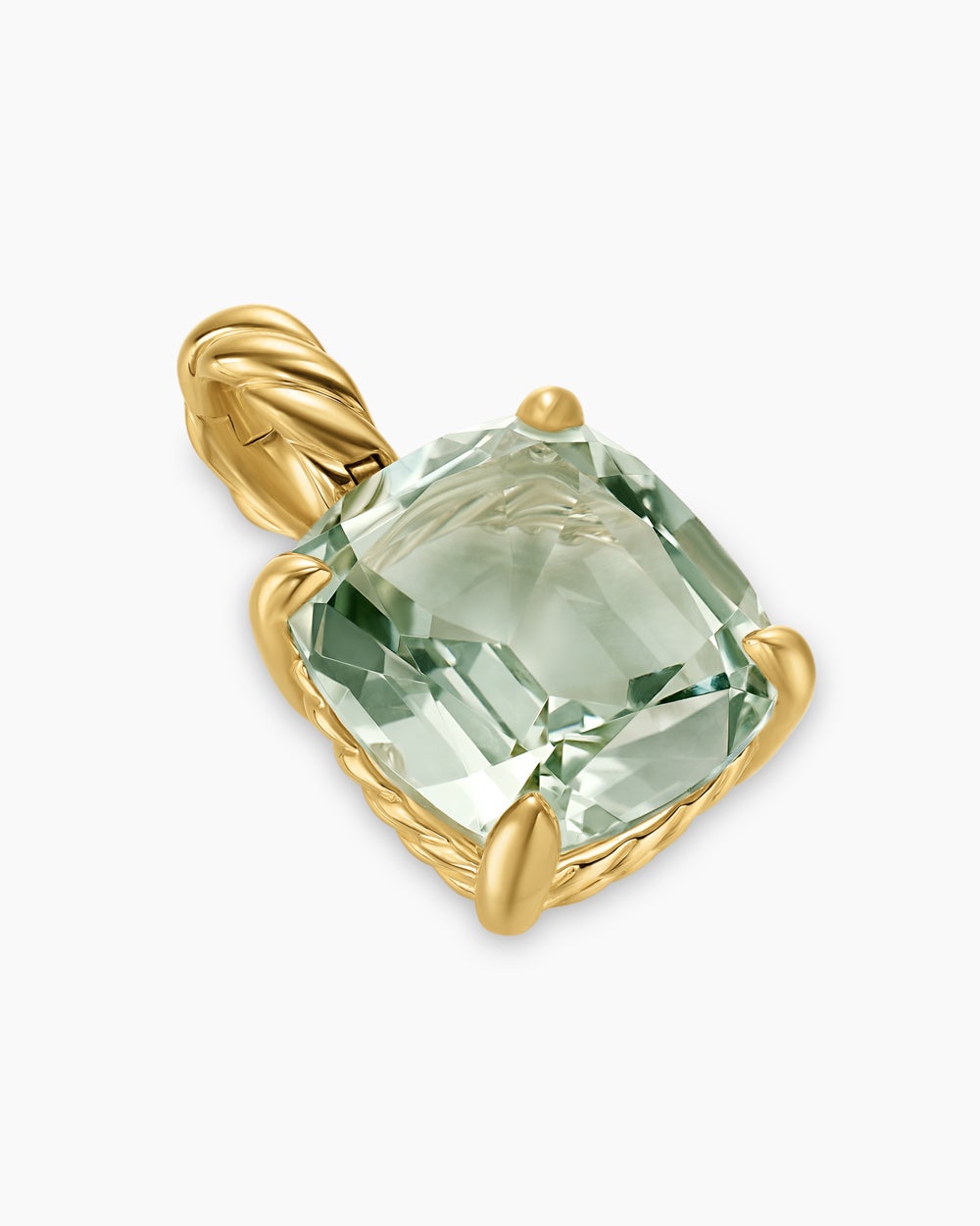 Pendentif Marbella en or jaune 18 carats avec prasiolite, 12 mm pour femmes