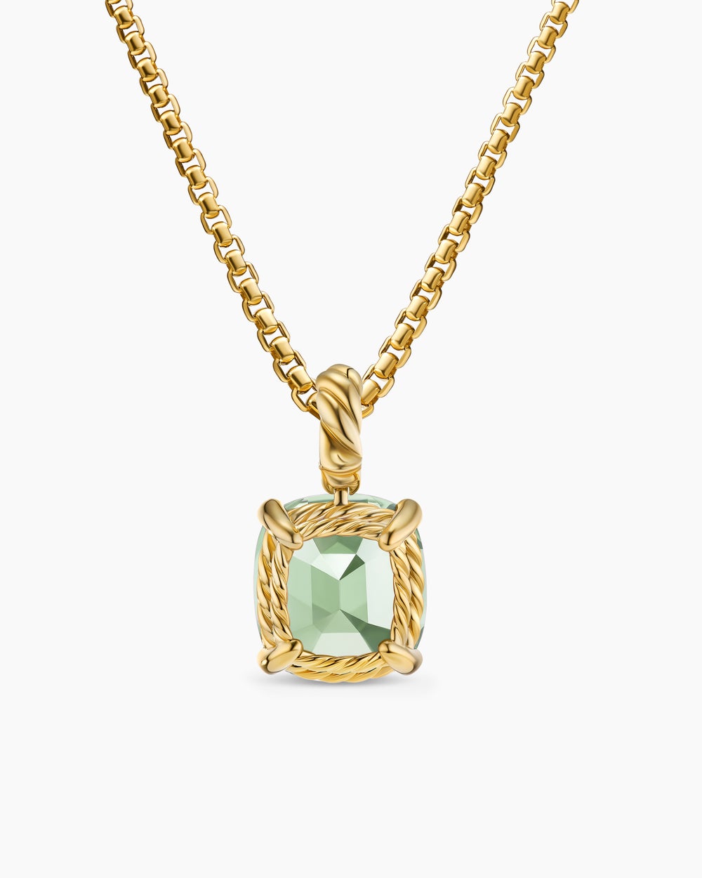 Pendentif Marbella en or jaune 18 carats avec prasiolite, 12 mm pour femmes