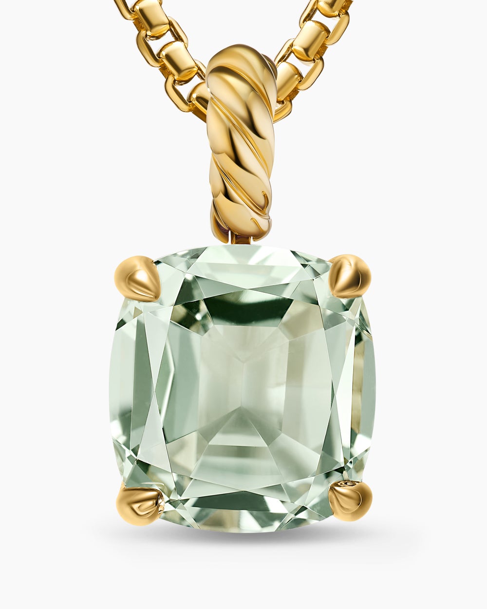 Pendentif Marbella en or jaune 18 carats avec prasiolite, 12 mm pour femmes
