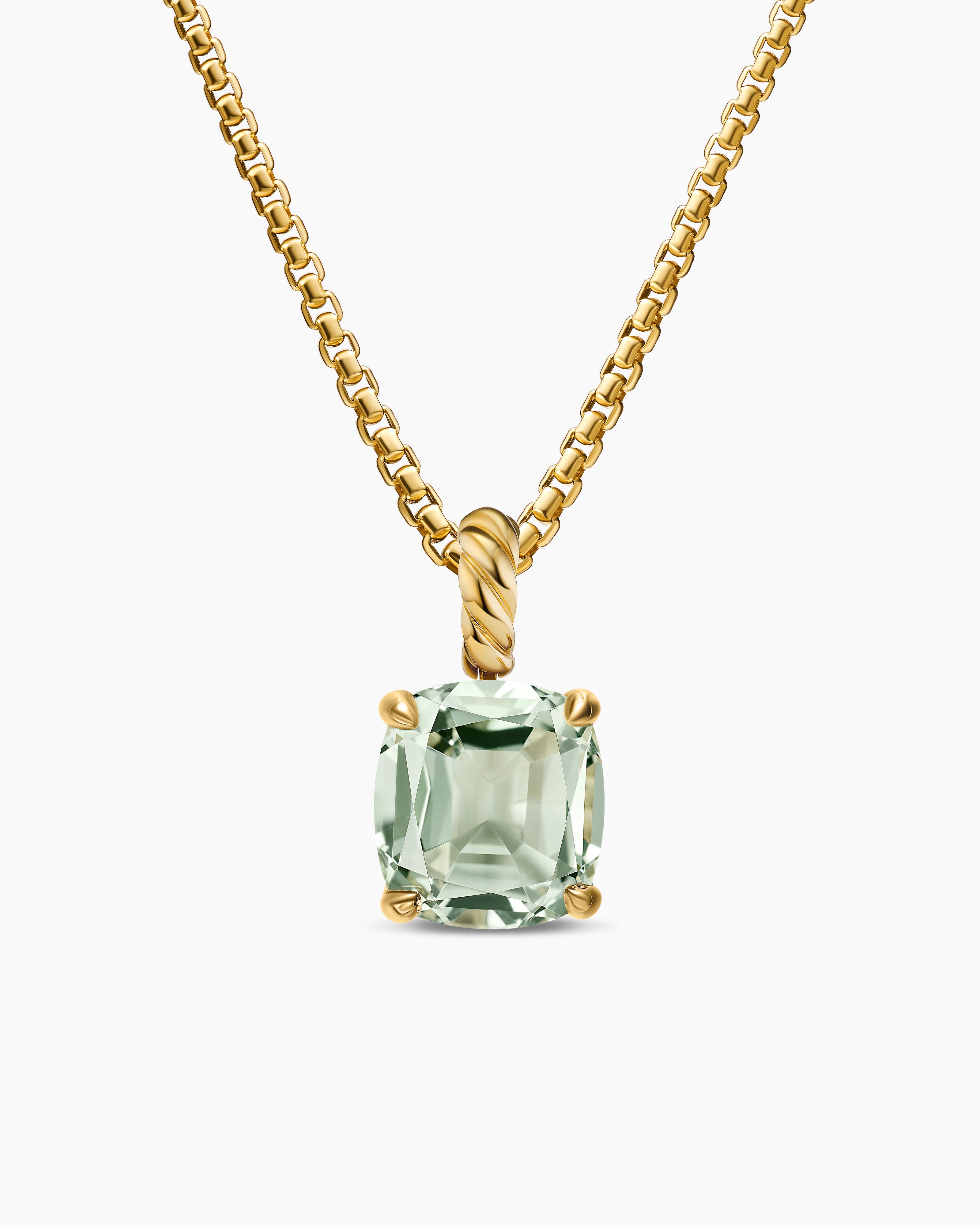 Pendentif Marbella en or jaune 18 carats avec prasiolite, 12 mm pour femmes 