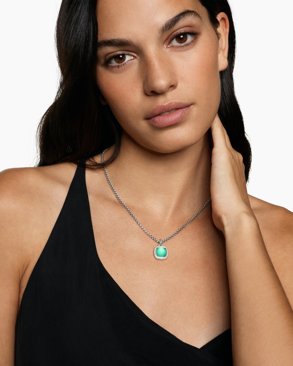Womens Albion® Pendant in Sterling Silver with Lagoon Orchid and Diamonds, 11mm