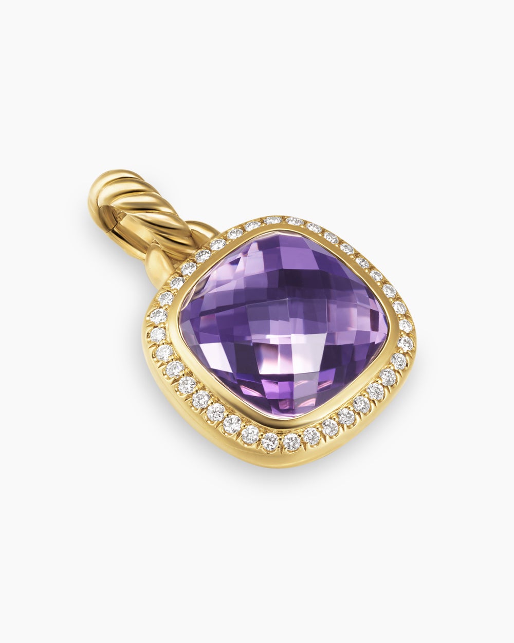 Womens Albion® Pendant in 18K Yellow Gold with Amethyst and Diamonds, 11mm