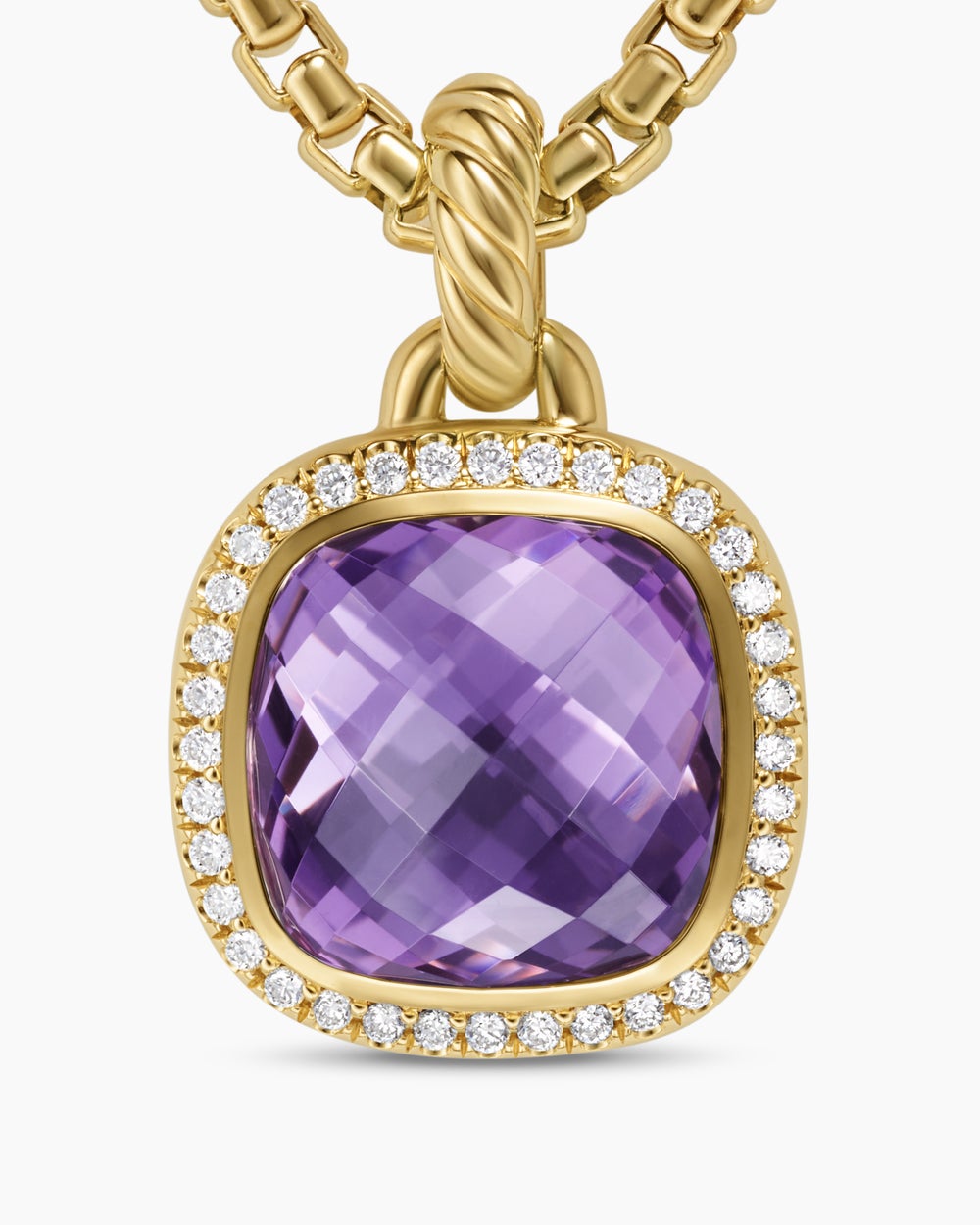 Womens Albion® Pendant in 18K Yellow Gold with Amethyst and Diamonds, 11mm