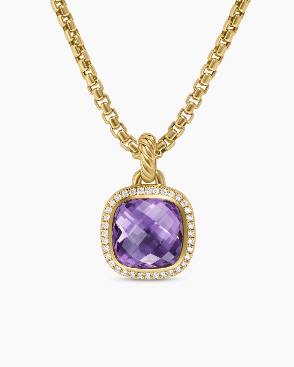 Womens Albion® Pendant in 18K Yellow Gold with Amethyst and Diamonds, 11mm