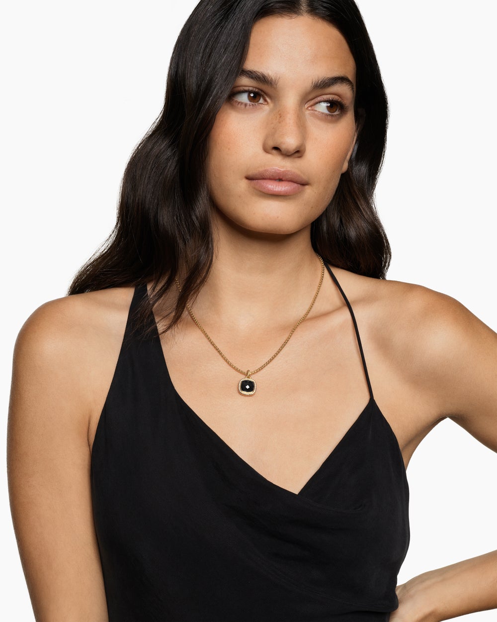 Womens Albion® Pendant in 18K Yellow Gold with Black Onyx and Diamonds, 11mm
