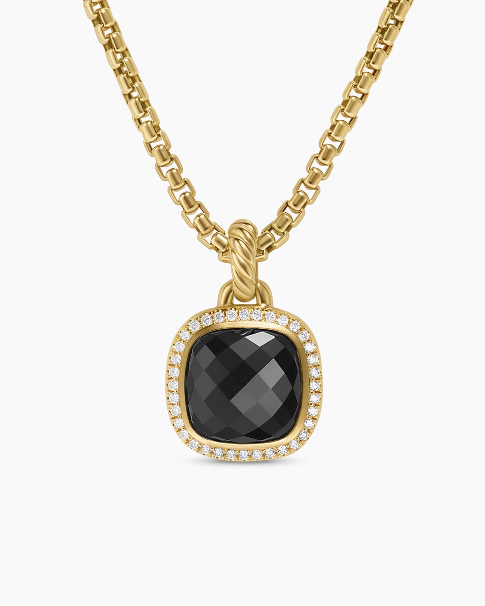 Womens Albion® Pendant in 18K Yellow Gold with Black Onyx and Diamonds, 11mm