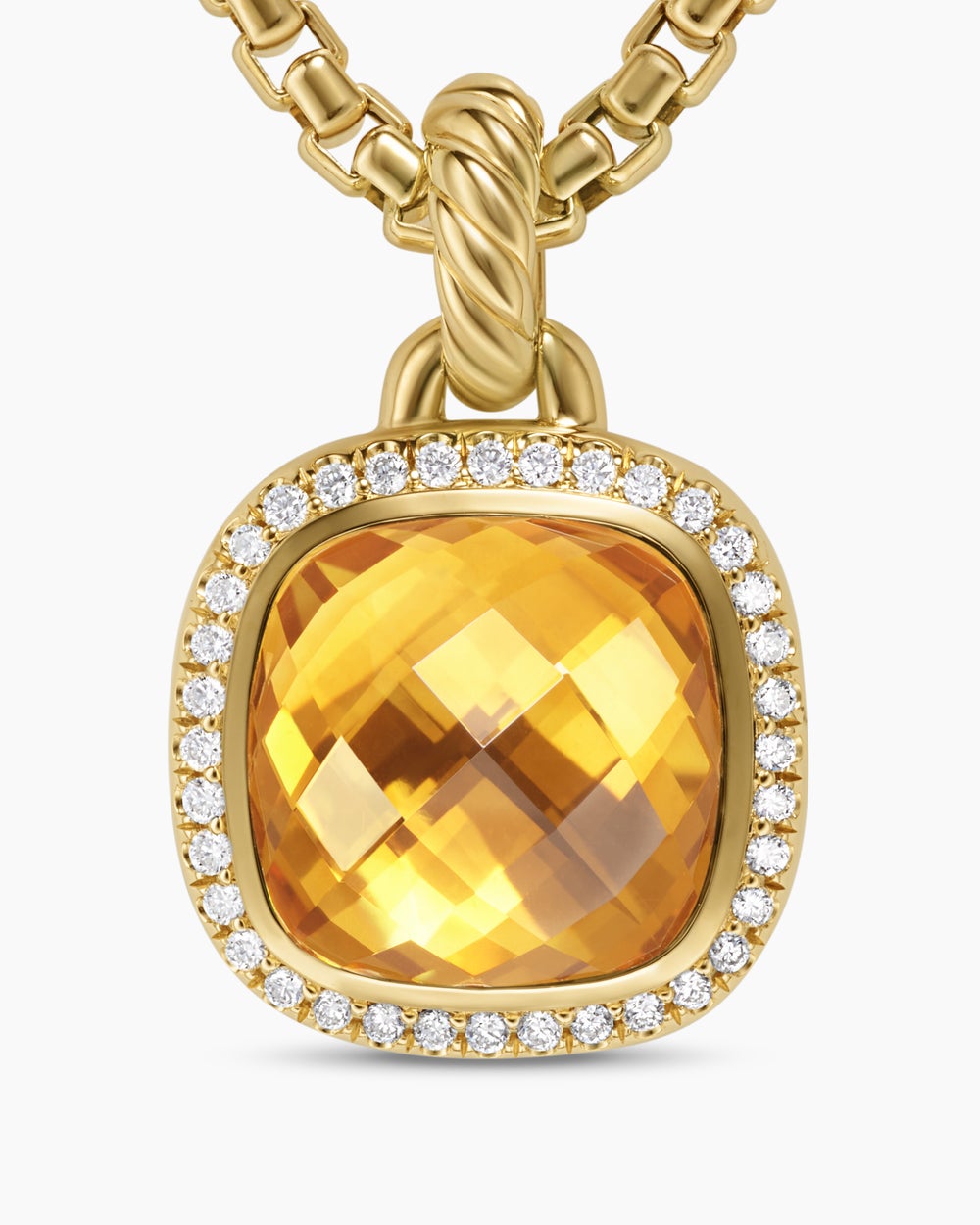 Womens Albion® Pendant in 18K Yellow Gold with Citrine and Diamonds, 11mm