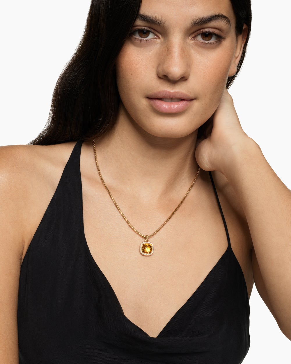 Womens Albion® Pendant in 18K Yellow Gold with Citrine and Diamonds, 11mm