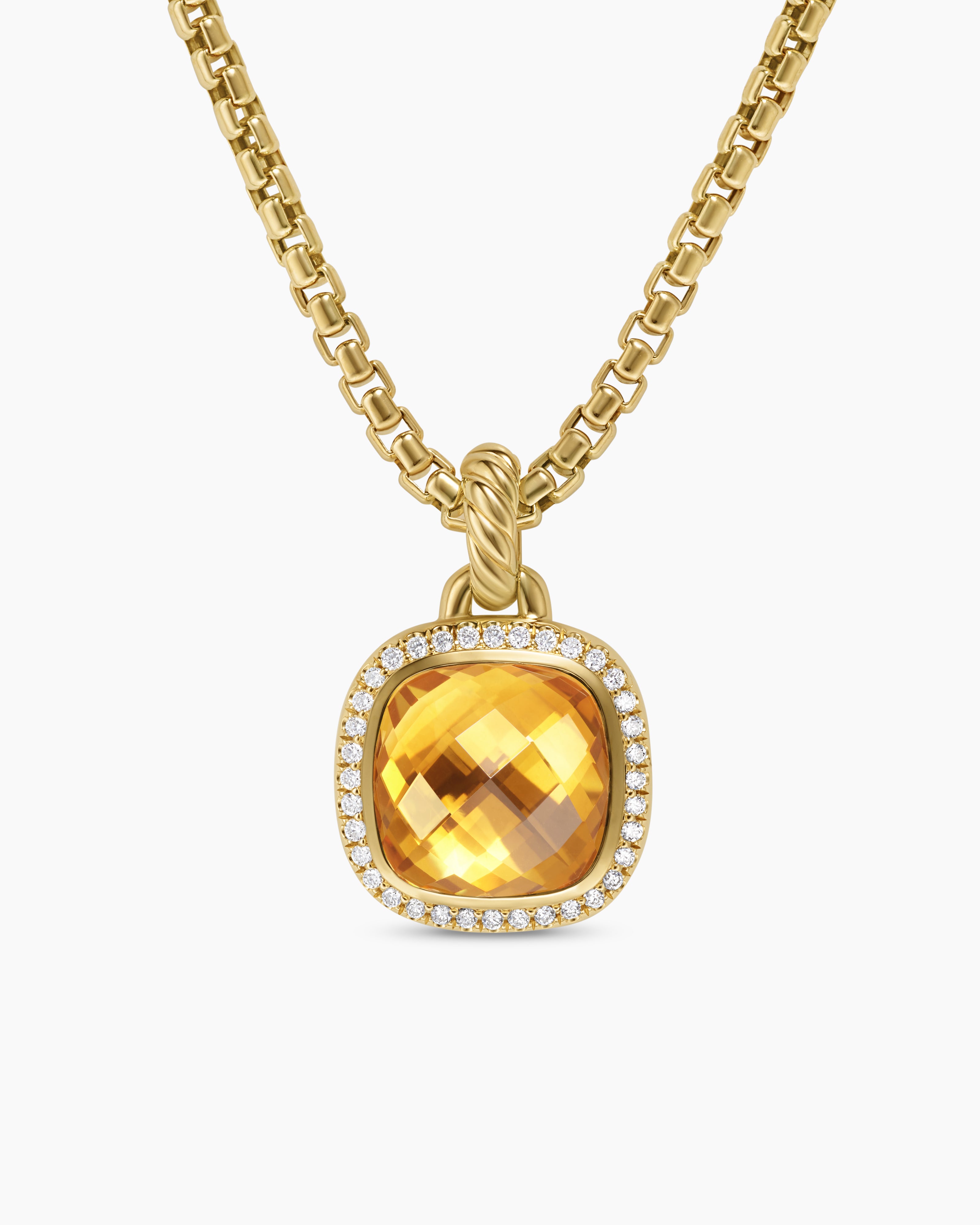 Womens Albion&reg; Pendant in 18K Yellow Gold with Citrine and Diamonds, 11mm