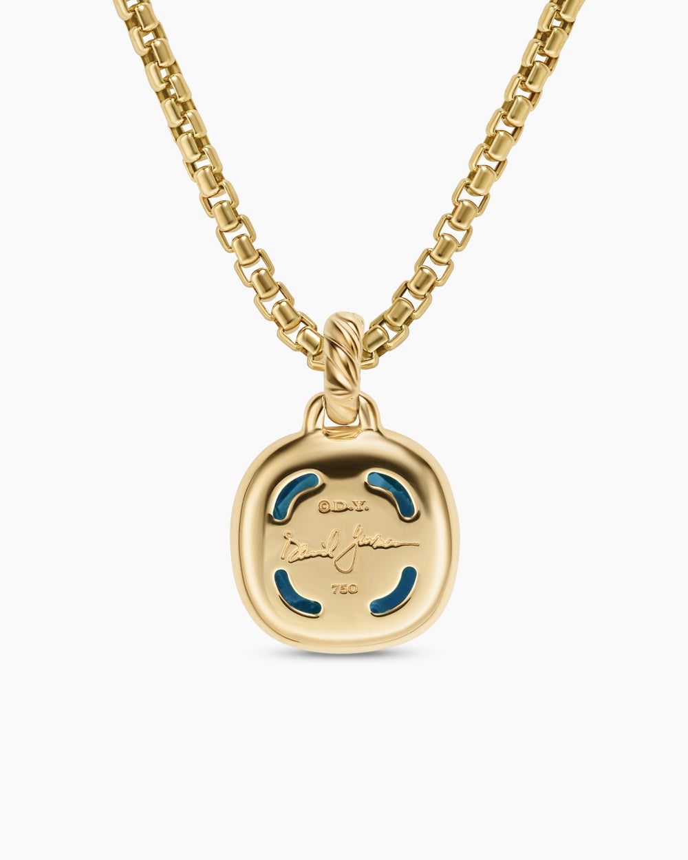 Womens Albion® Pendant in 18K Yellow Gold with Hampton Blue Topaz and Diamonds, 11mm