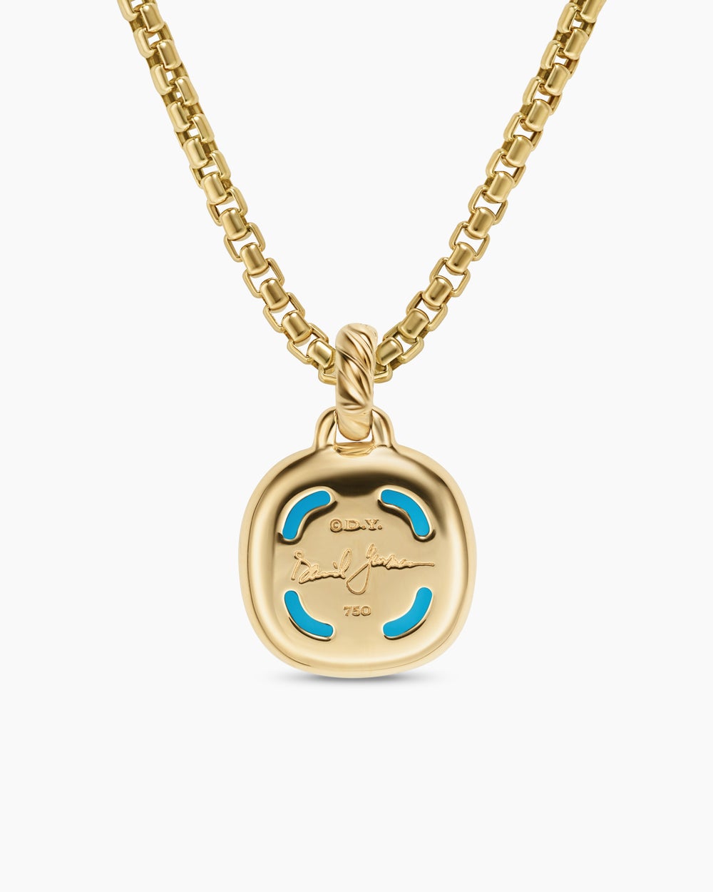 Womens Albion® Pendant in 18K Yellow Gold with Turquoise and Diamonds, 11mm