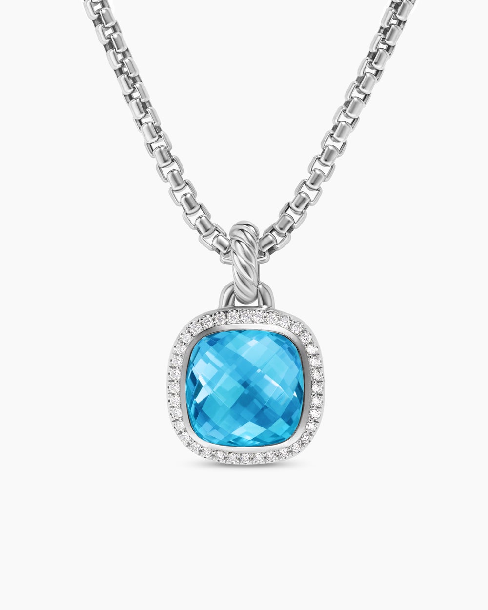 Womens Albion® Pendant in Sterling Silver with Blue Topaz and Diamonds, 11mm