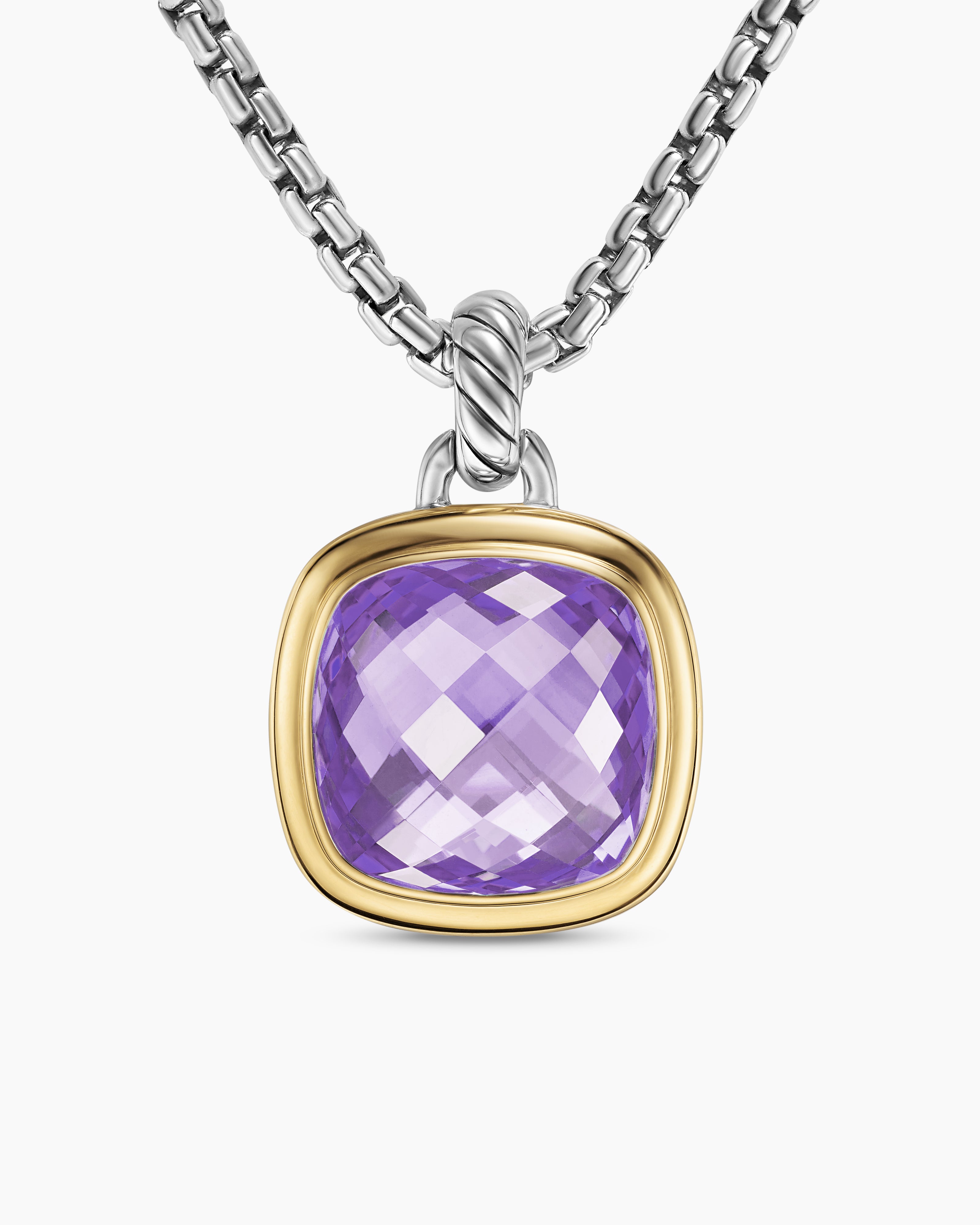 Womens Albion&reg; Pendant in Sterling Silver with 18K Yellow Gold and Amethyst, 15mm
