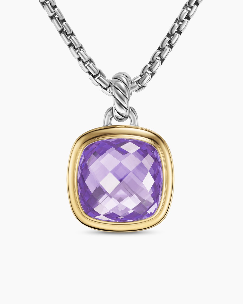 Womens Albion® Pendant in Sterling Silver with 18K Yellow Gold and Amethyst, 15mm