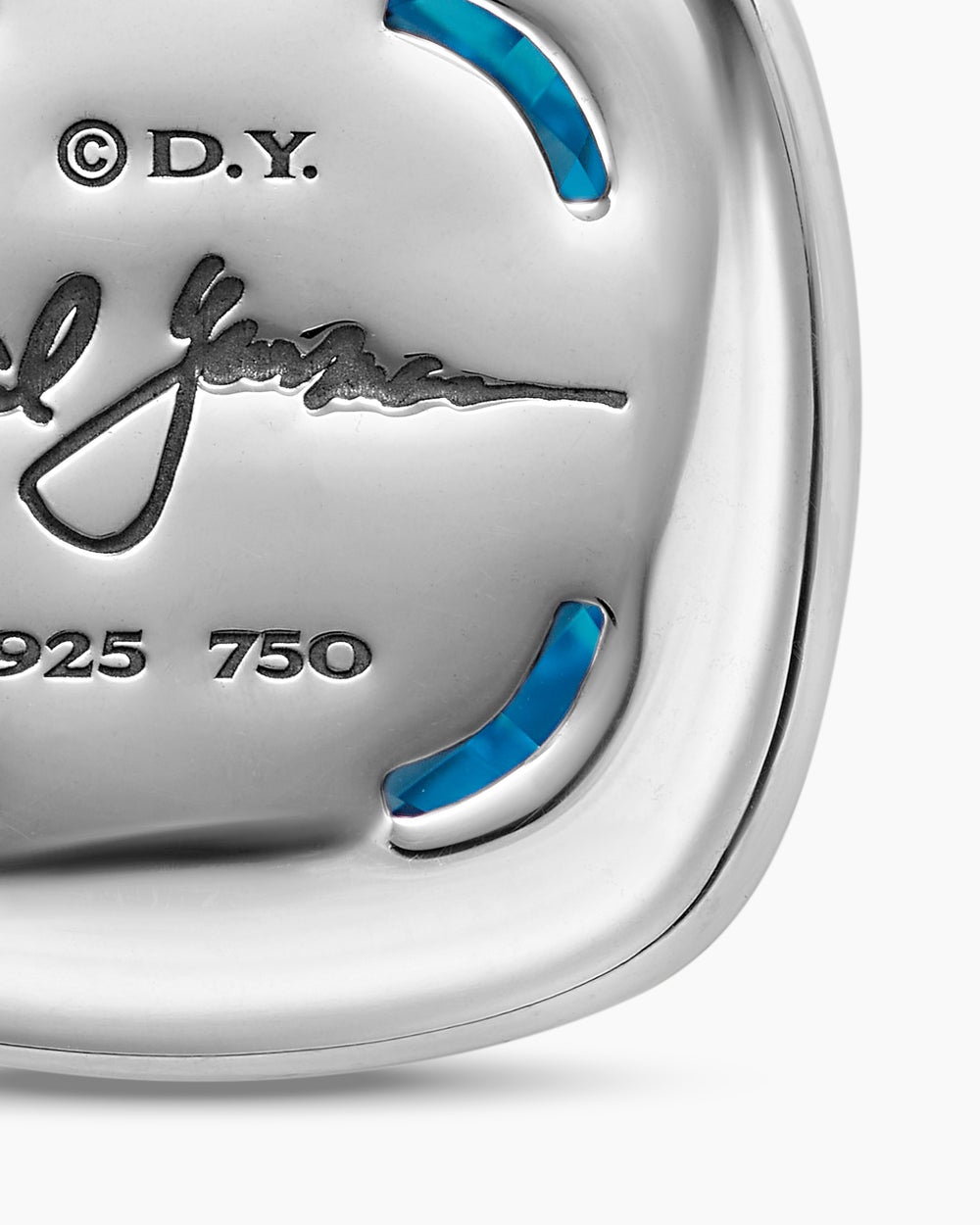 Womens Albion® Pendant in Sterling Silver with 18K Yellow Gold and Blue Topaz, 15mm