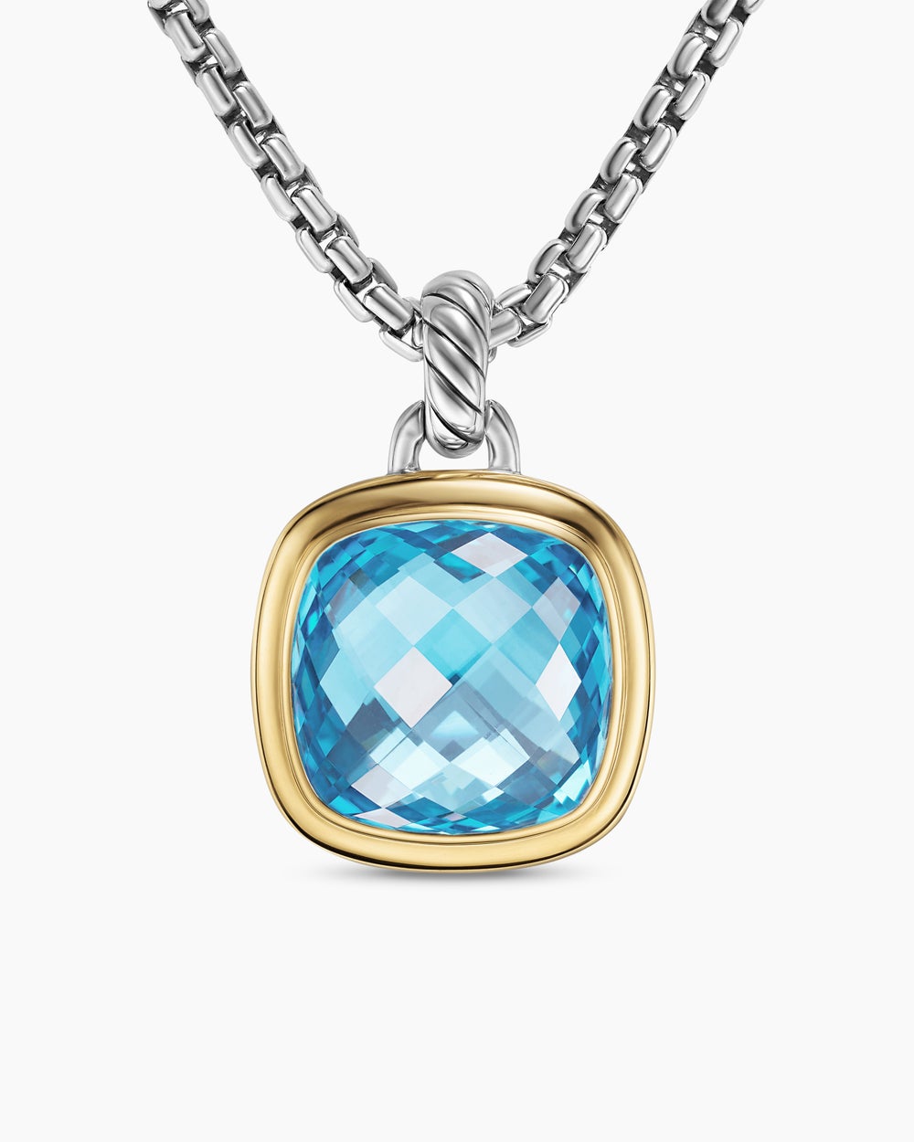 Womens Albion® Pendant in Sterling Silver with 18K Yellow Gold and Blue Topaz, 15mm