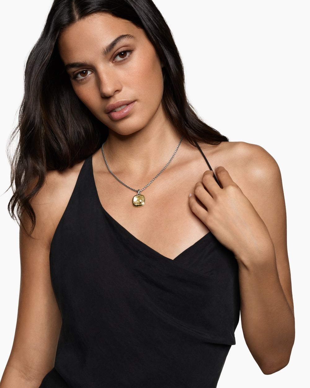 Womens Albion® Pendant in Sterling Silver with 18K Yellow Gold and Champagne Citrine, 15mm