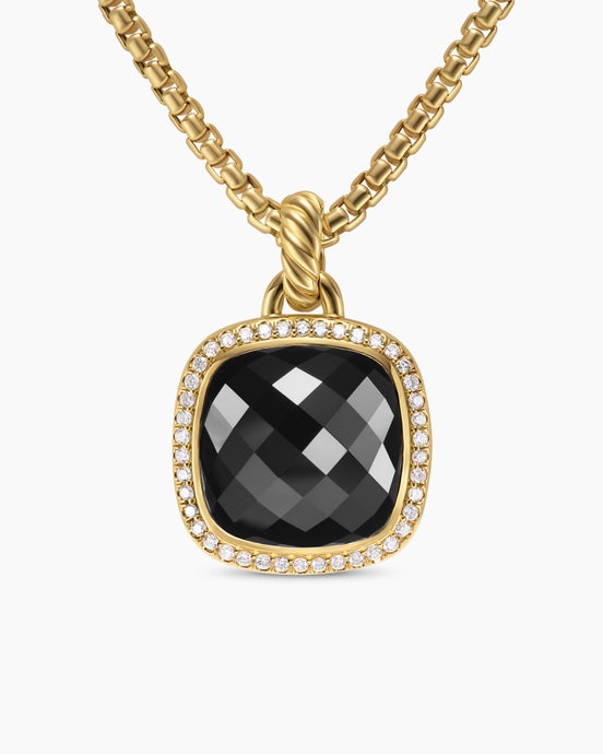 Albion® Pendant in 18ct Yellow Gold with Black Onyx and Diamonds, 15mm