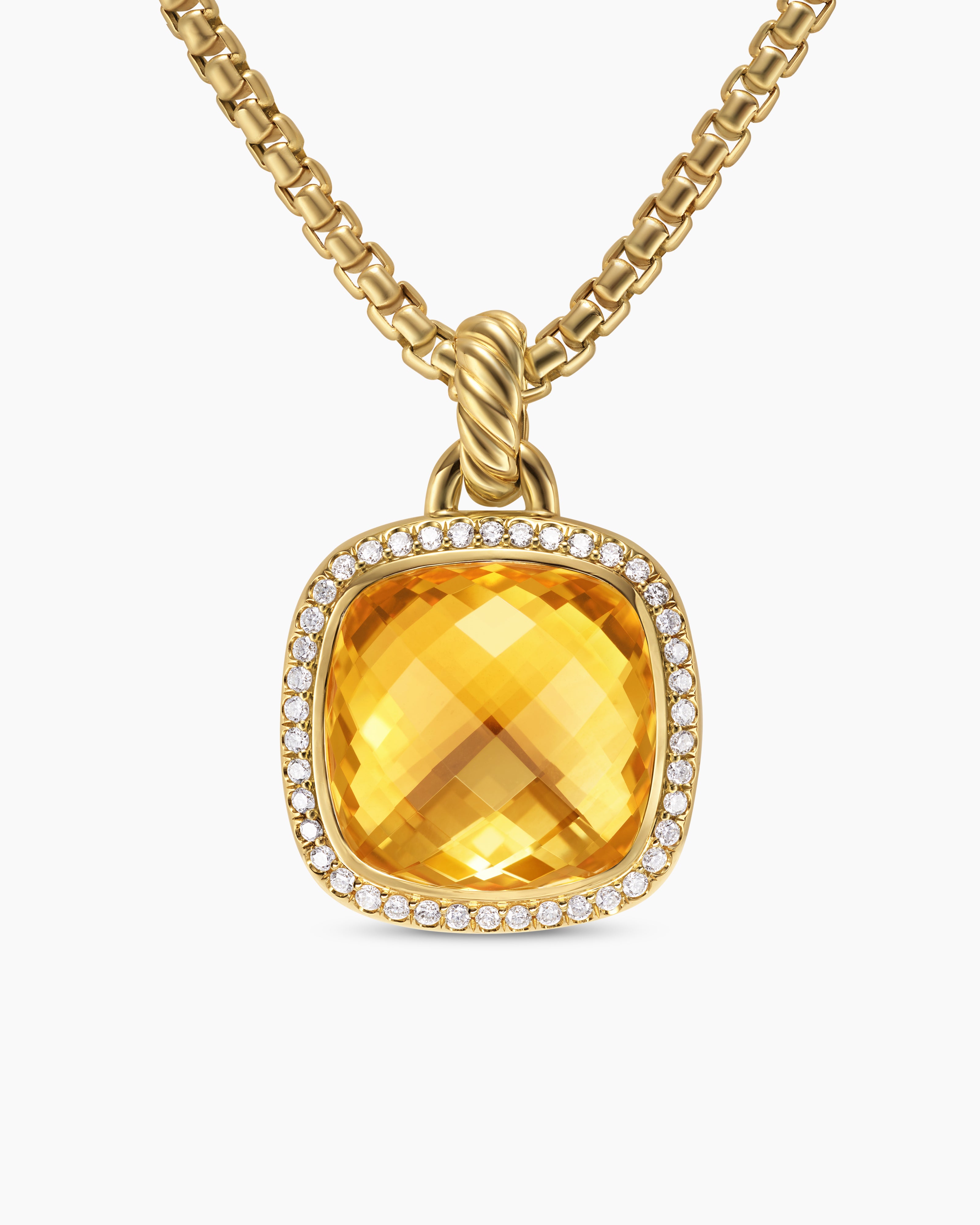 Womens Albion&reg; Pendant in 18K Yellow Gold with Citrine and Diamonds, 15mm