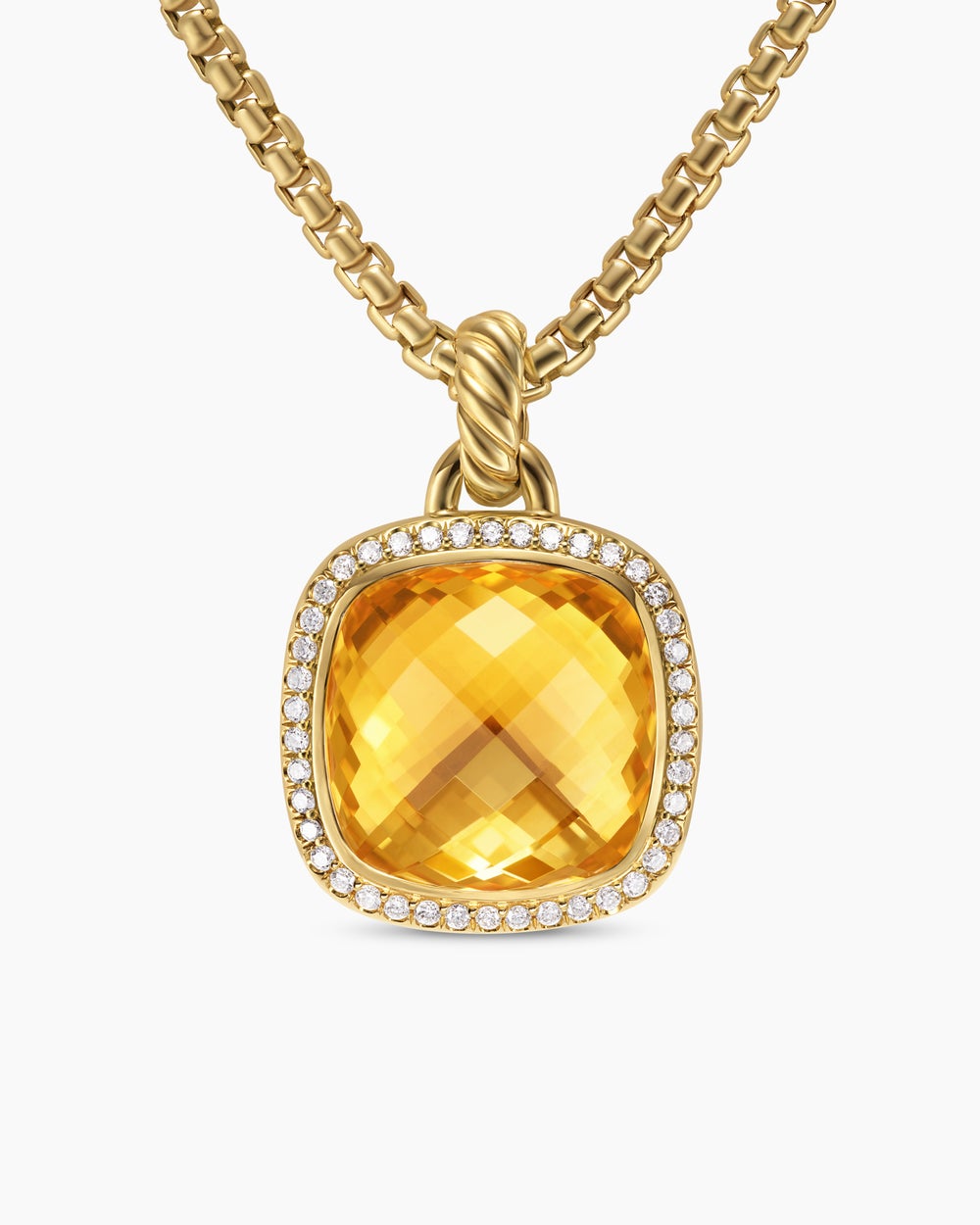 Womens Albion® Pendant in 18K Yellow Gold with Citrine and Diamonds, 15mm