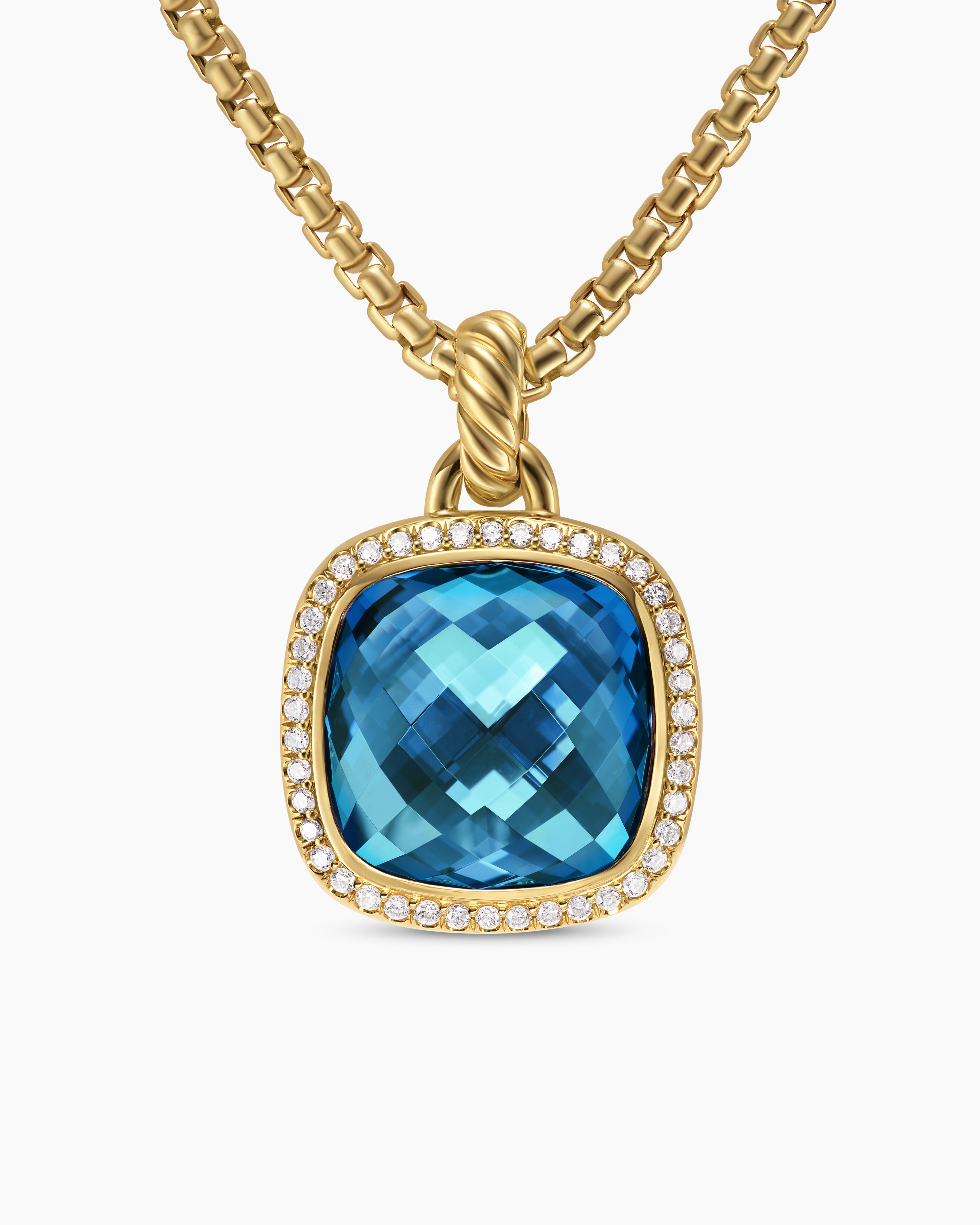Womens Albion&reg; Pendant in 18K Yellow Gold with Hampton Blue Topaz and Diamonds, 15mm