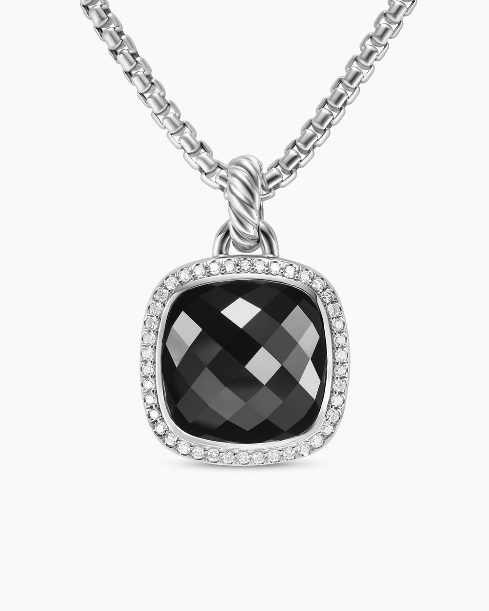 Womens Albion® Pendant in Sterling Silver with Black Onyx and Diamonds, 15mm