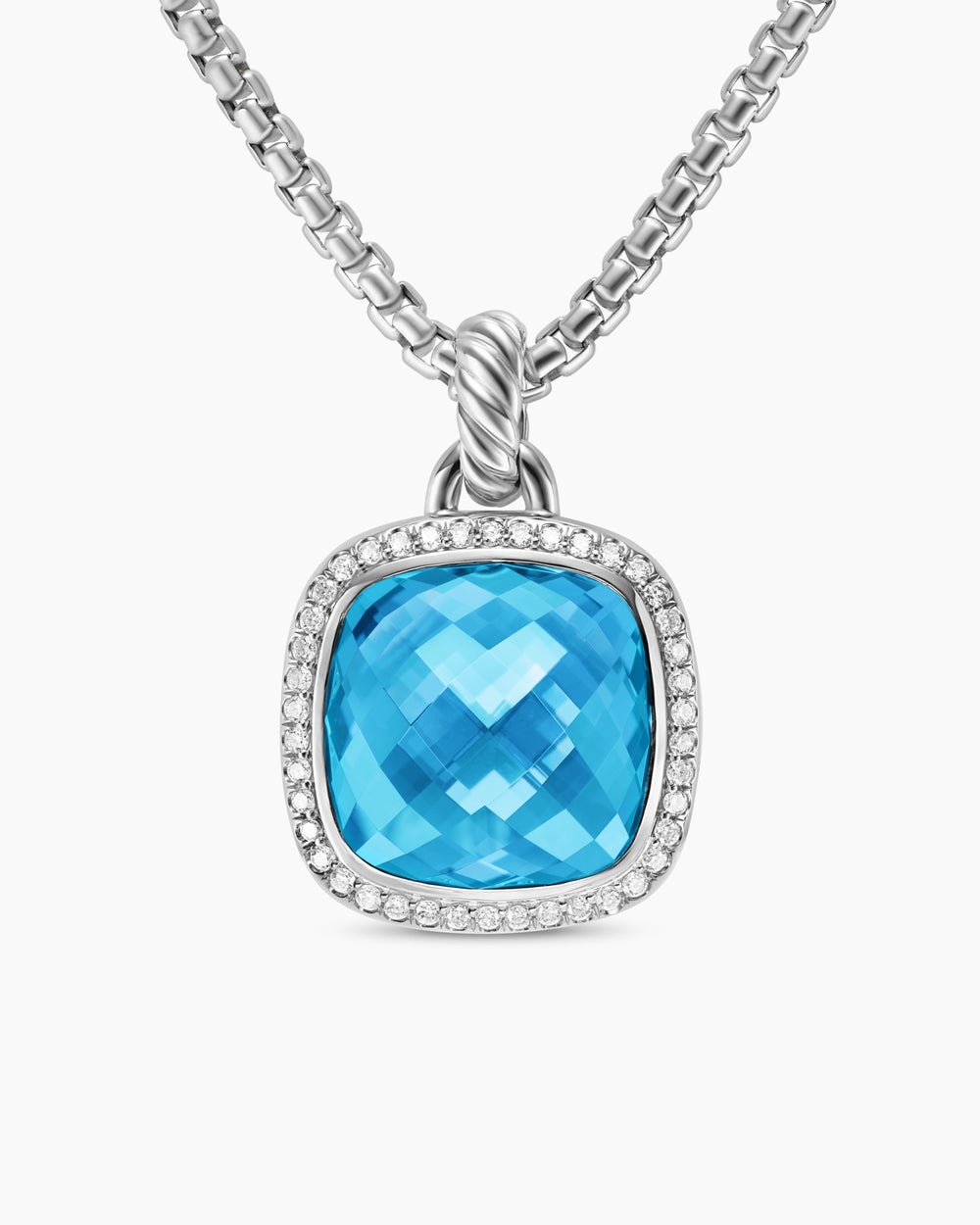 Womens Albion® Pendant in Sterling Silver with Blue Topaz and Diamonds, 15mm