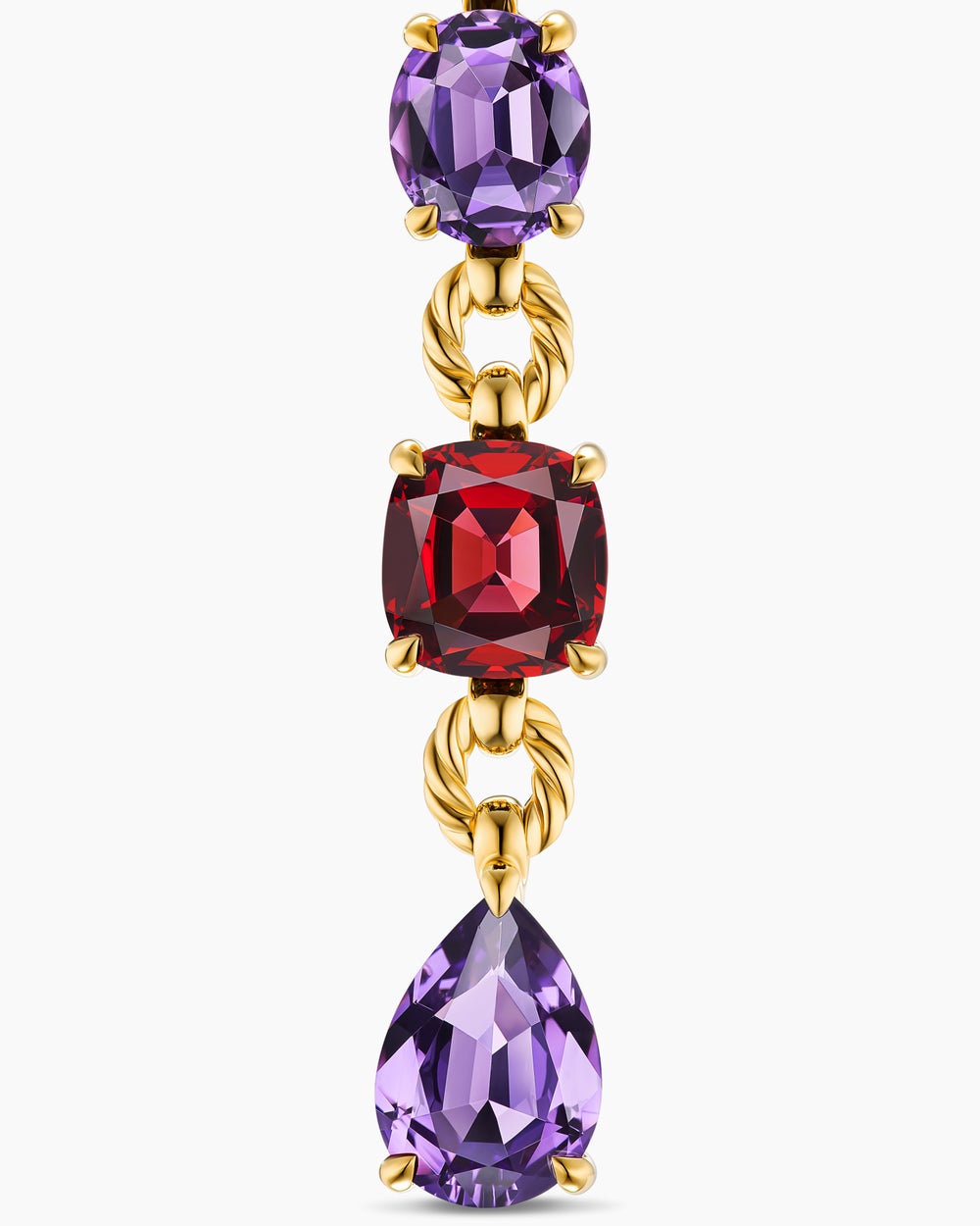 Womens Marbella Y Pendant in 18K Yellow Gold with Amethyst and Rhodolite Garnet, 57.8mm