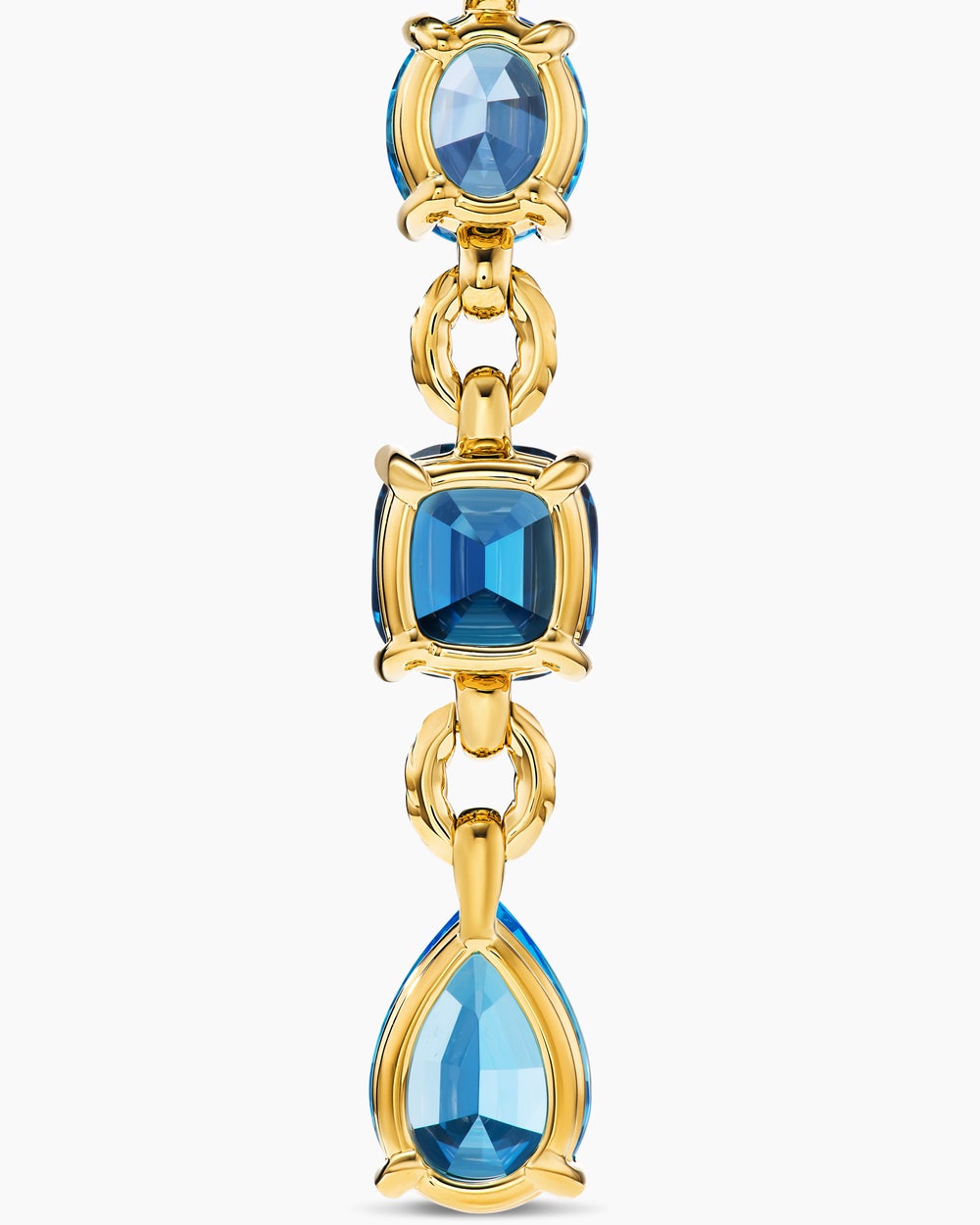 Womens Marbella Y Pendant in 18K Yellow Gold with Blue Topaz and Hampton Blue Topaz, 57.8mm