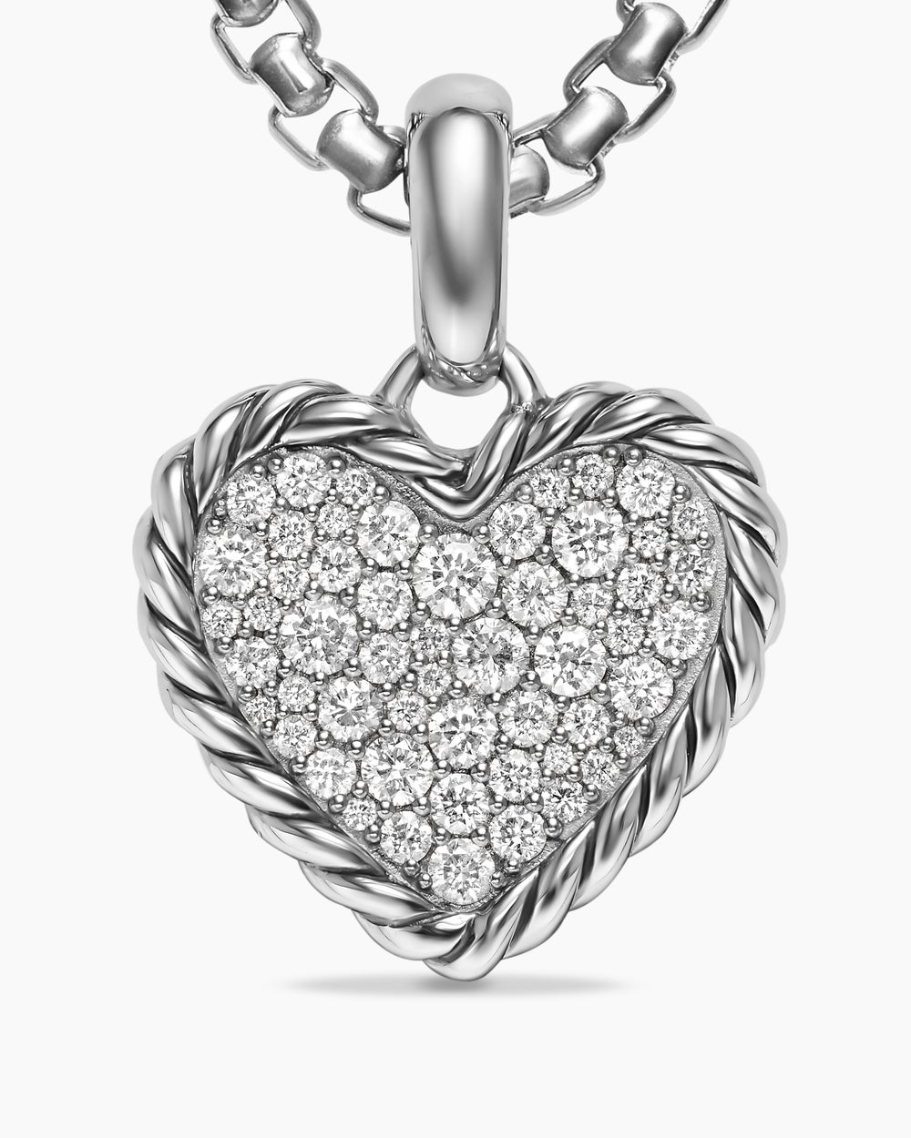 Amulette en cœur Pavé en argent sterling avec diamants, 15,6 mm pour femmes