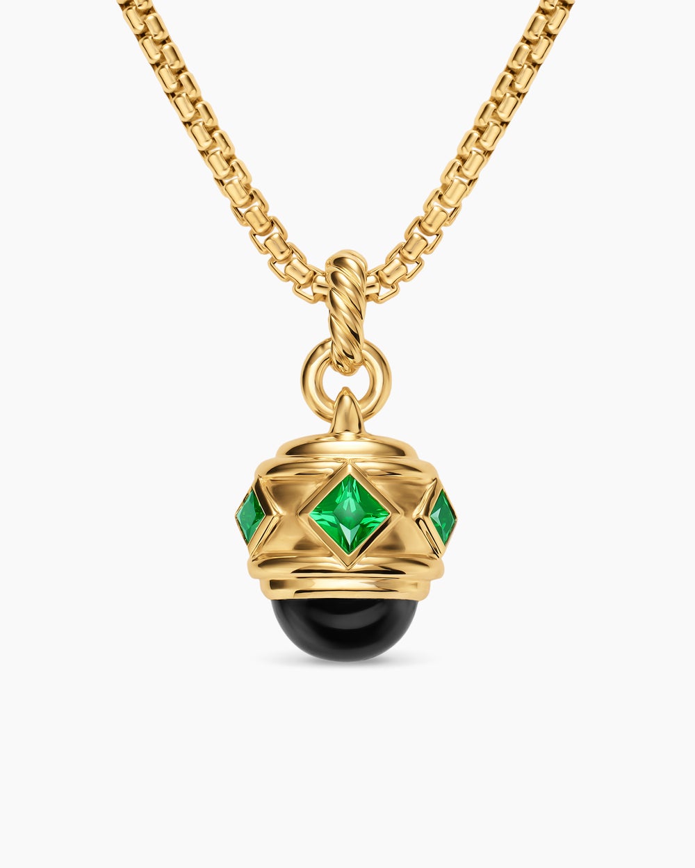 Womens Renaissance® Amulet in 18K Yellow Gold with Black Onyx and Tsavorites, 19.8mm
